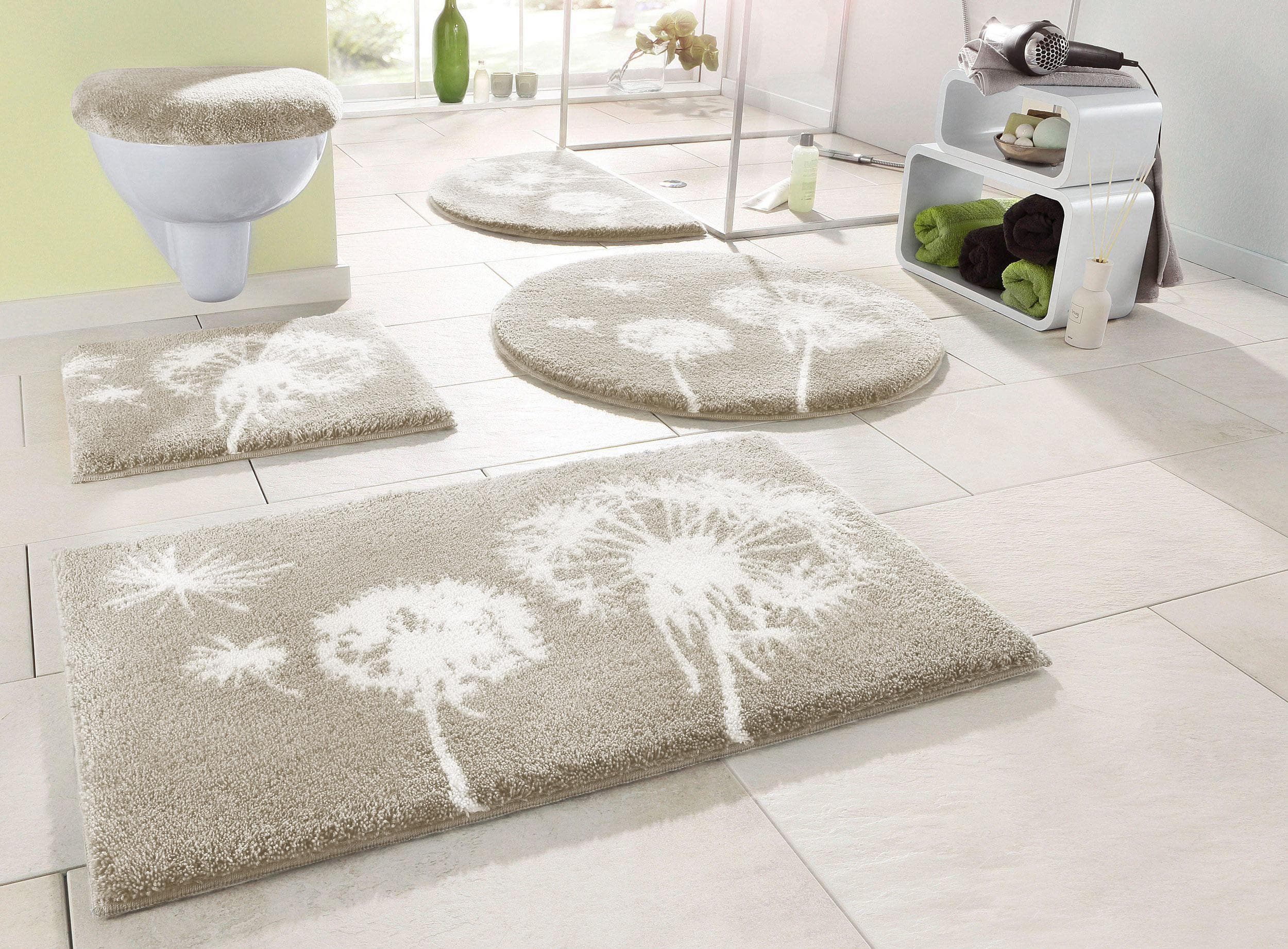 Badematte Grund Pusteblume Badvorleger Badezimmer Teppich Floral