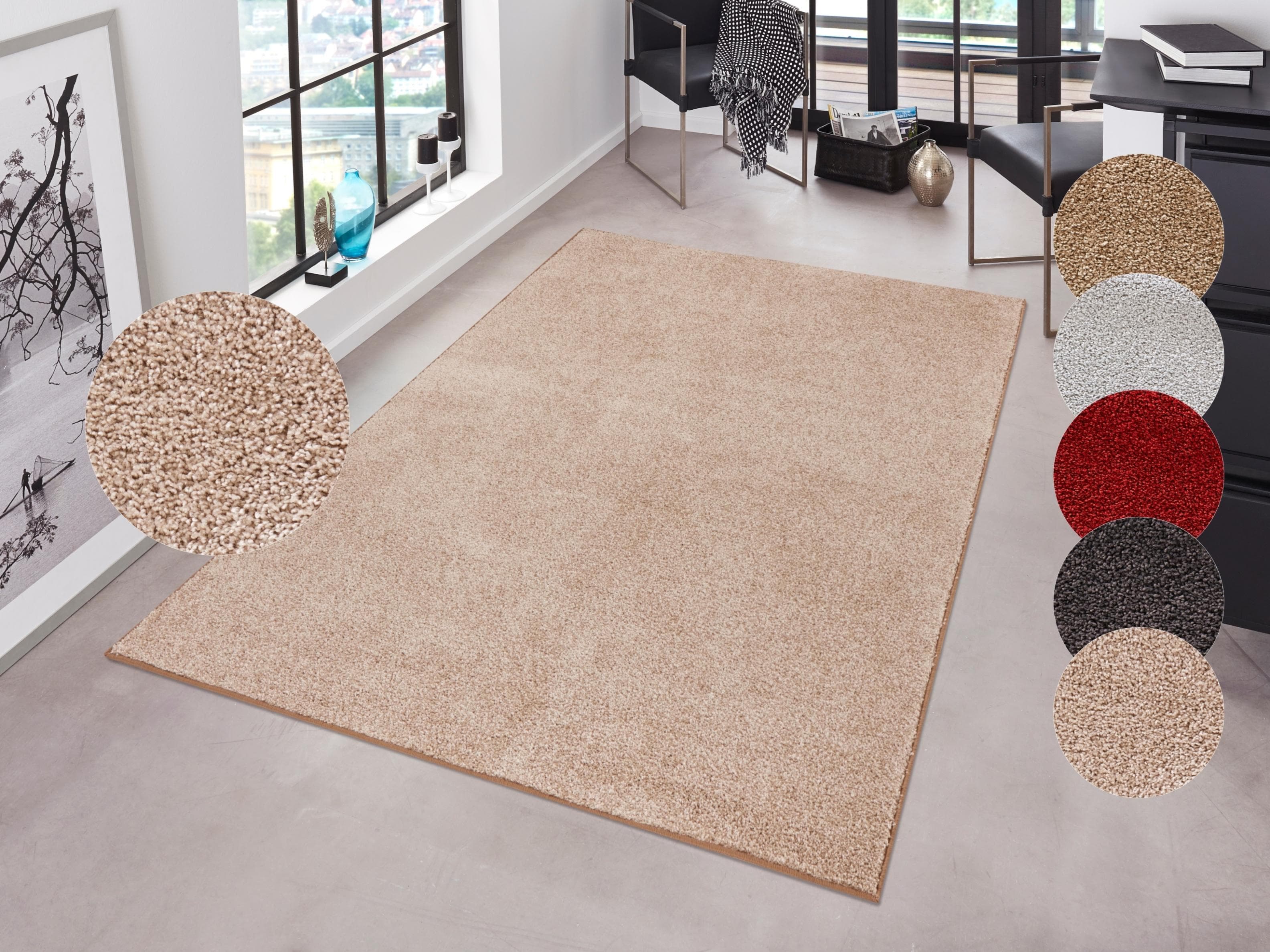 Hanse Home Pure 100 Kurzflor Teppich Taupe/Creme 160x240 cm