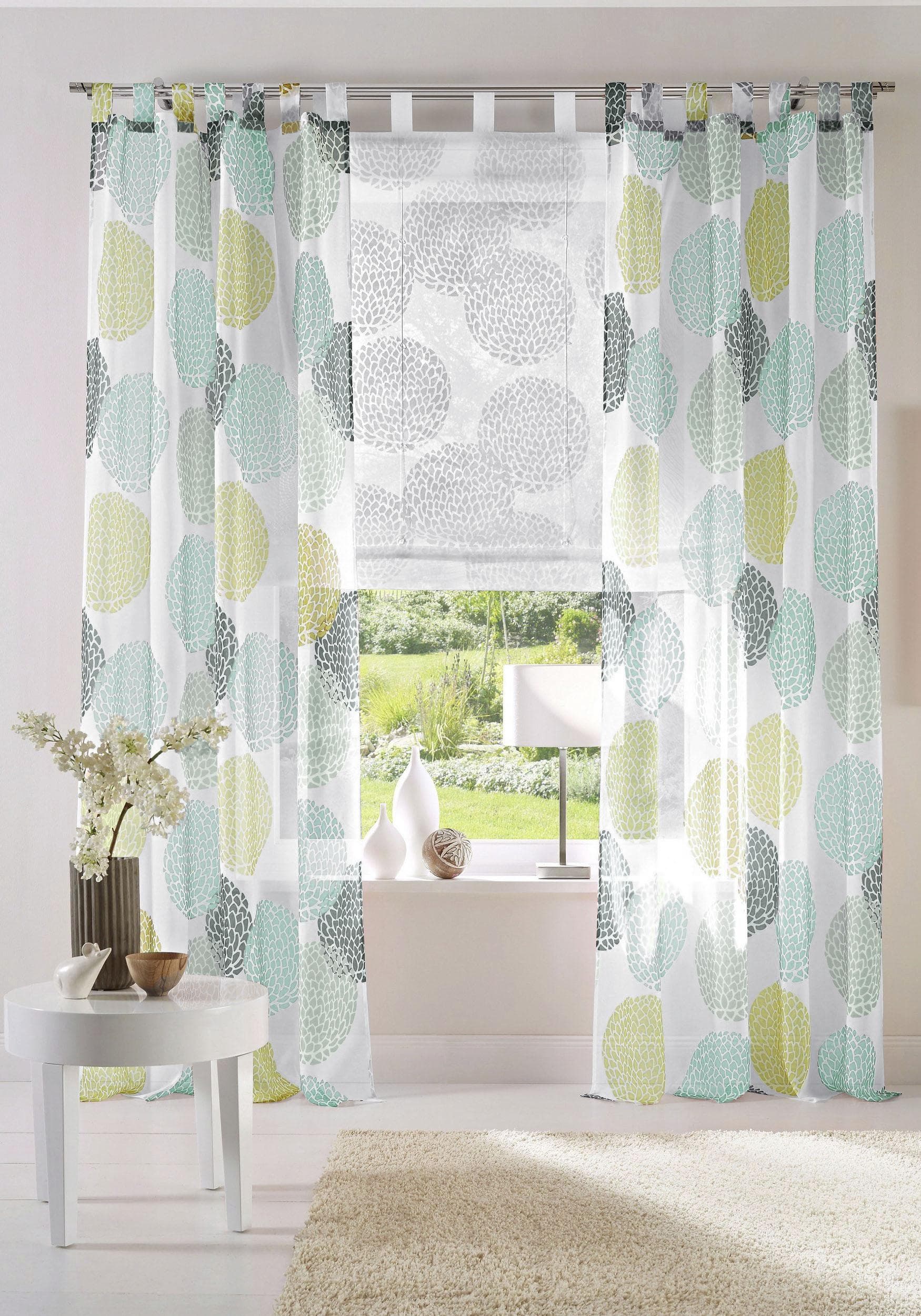 Gardine MY HOME Belem Grün Kreismotiv