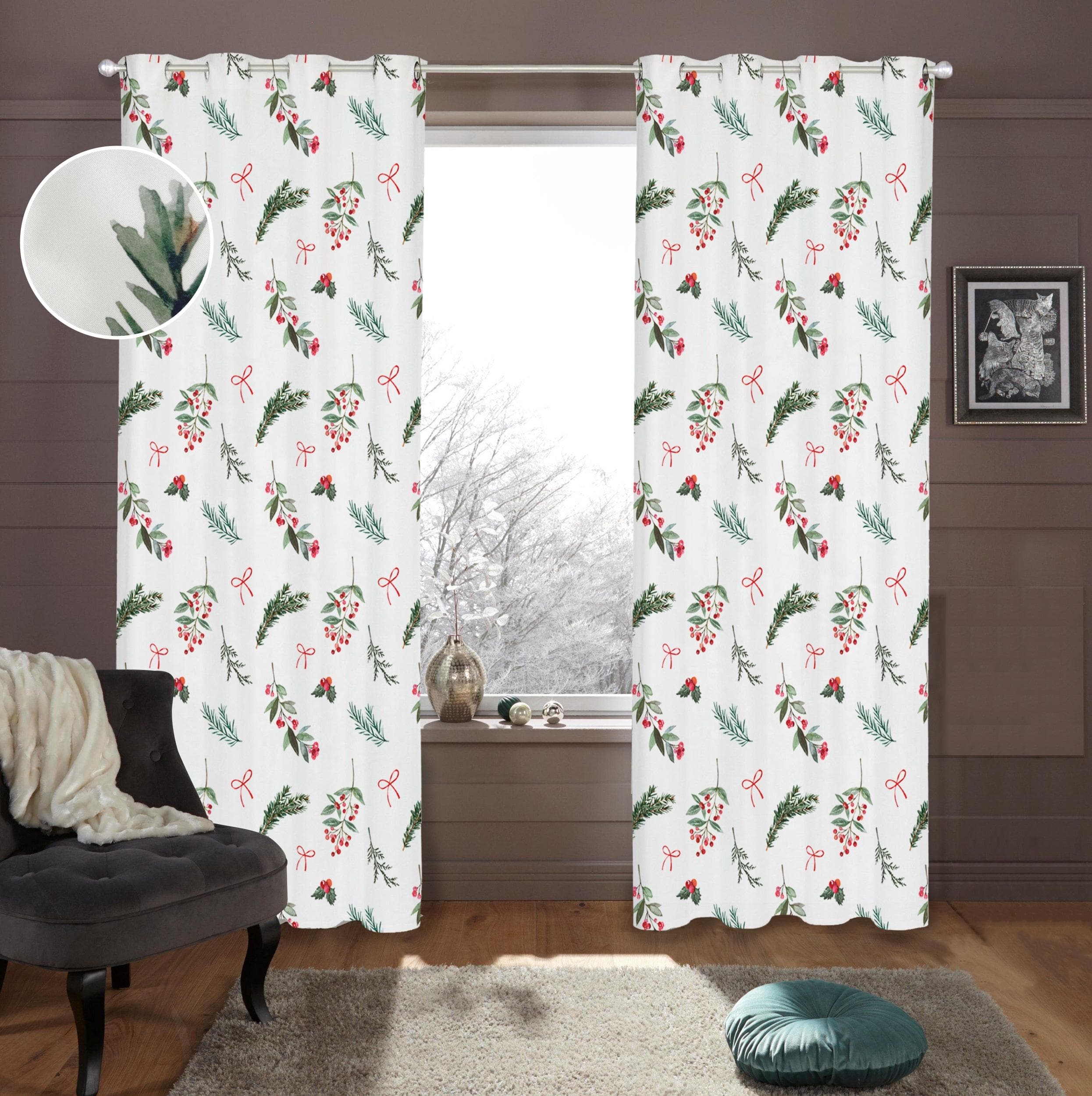 MY HOME Gardine Joy Rot Weiß Polyester Ösen Blickdicht