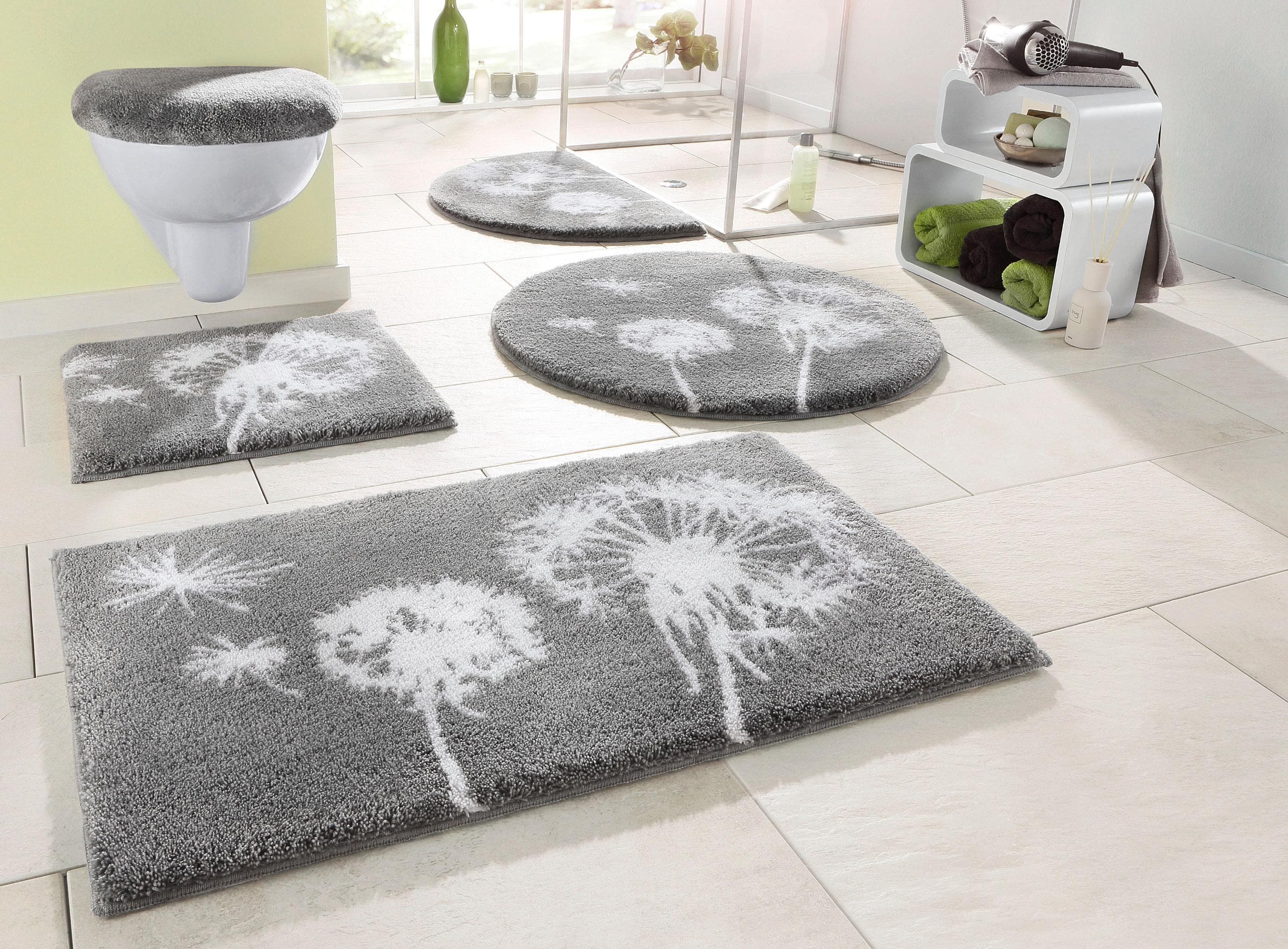 Badematte Grund Pusteblume Badvorleger Badezimmer Teppich