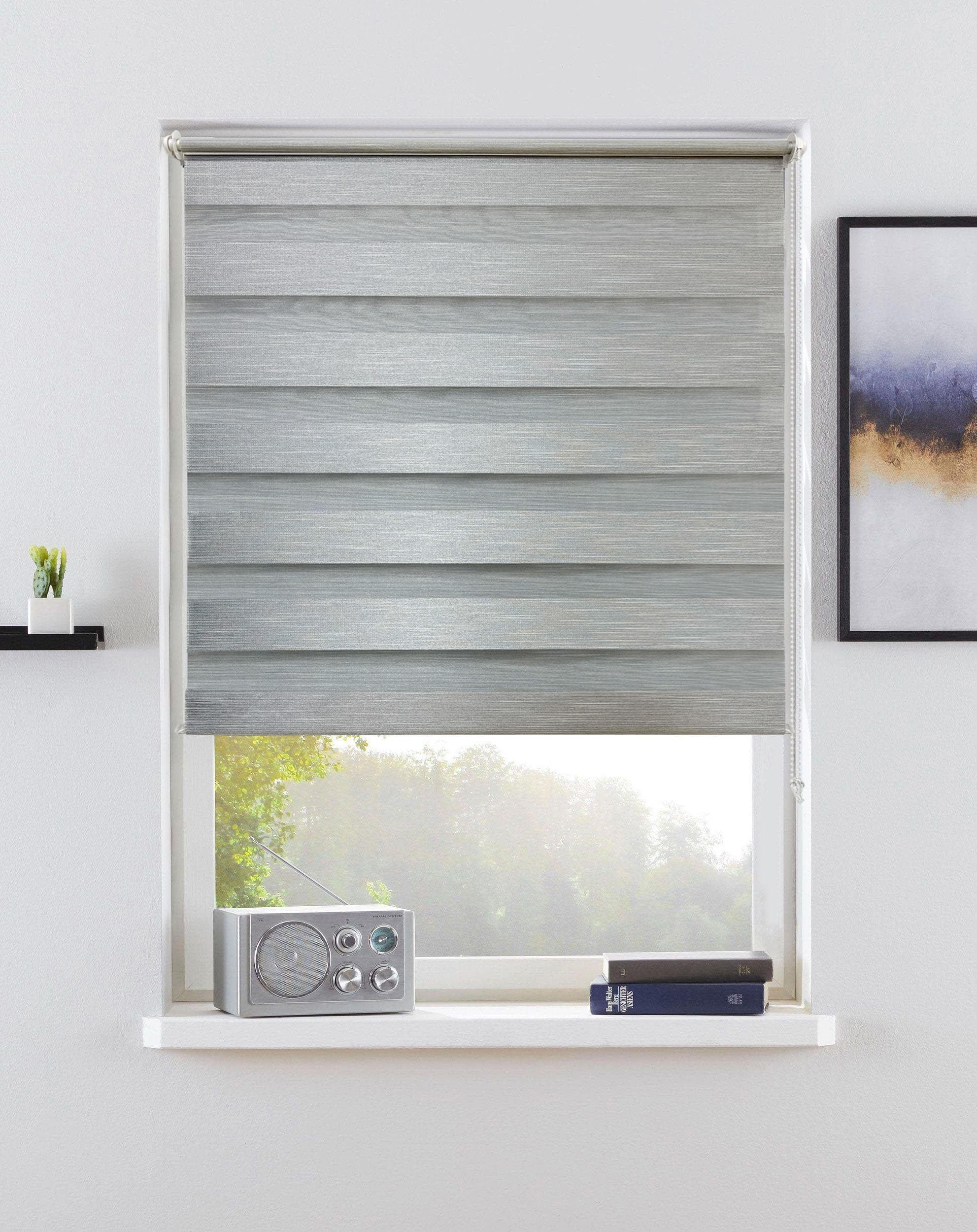 Doppelrollo Bruno Banani Levin Grau Jacquardmuster