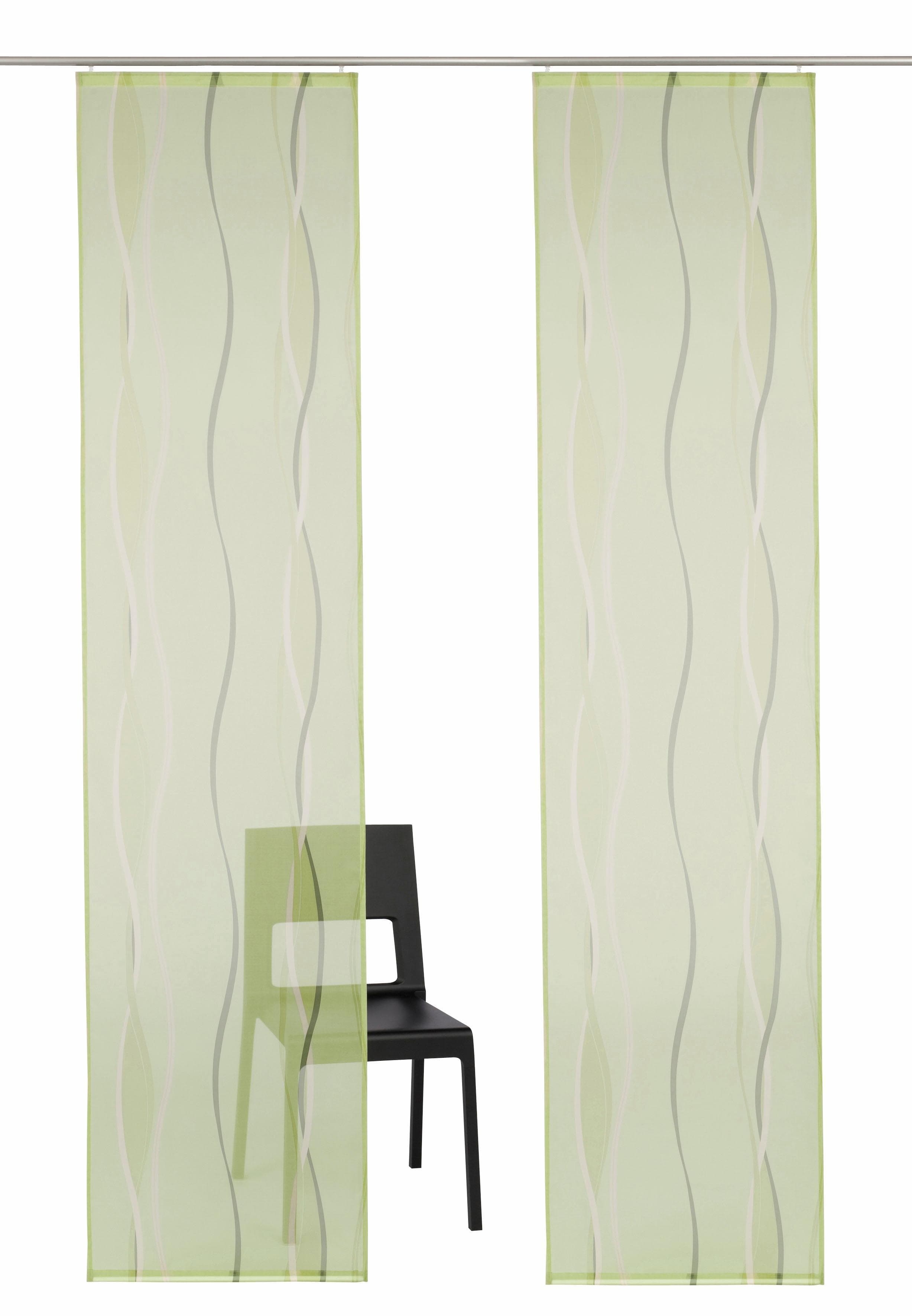 My Home Schiebegardine Dimona Grün Transparent Polyester 2-er Set