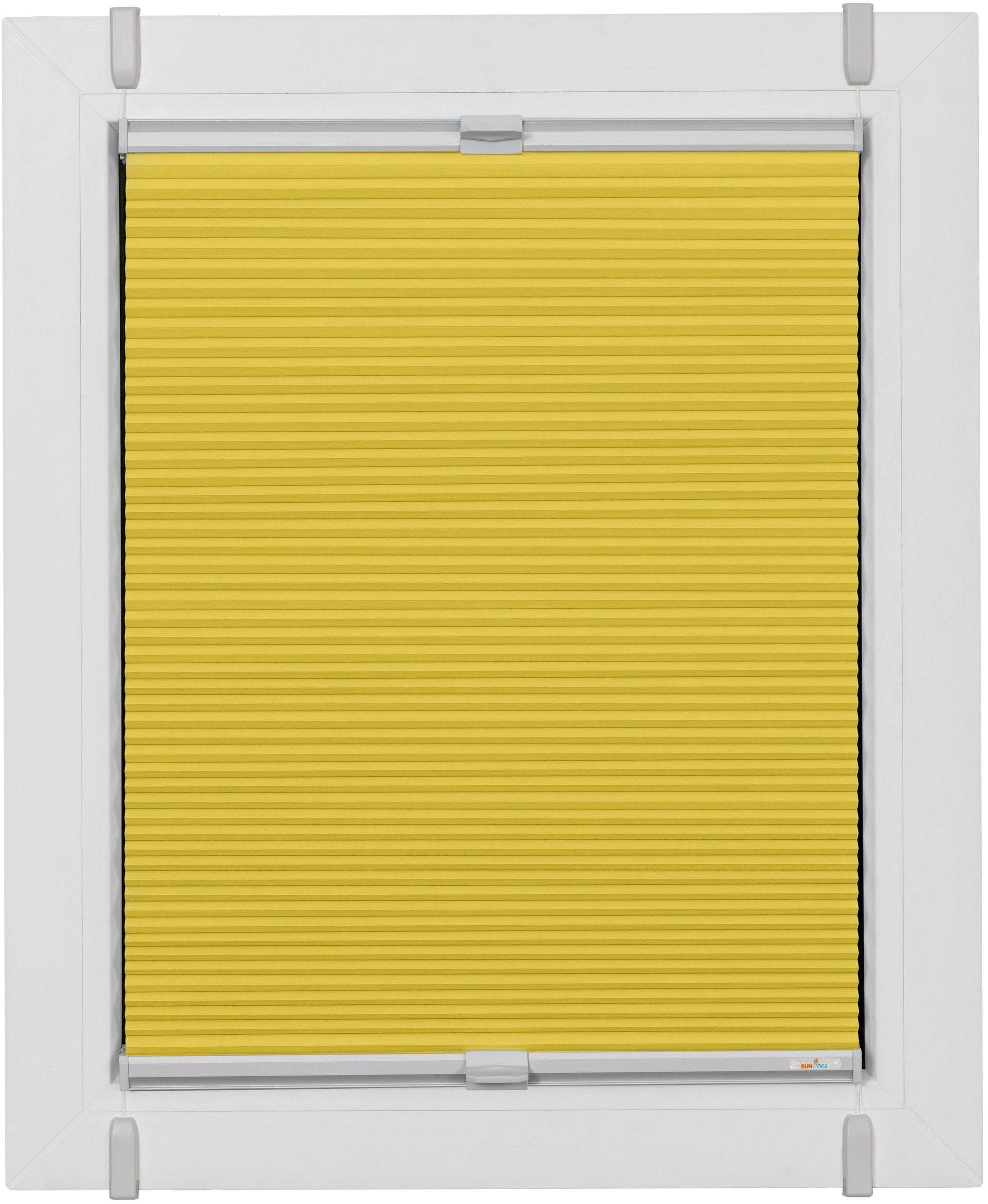 sunlines Plissee Start-up Style Honeycomb Verdunkelnd Gelb/Weiß