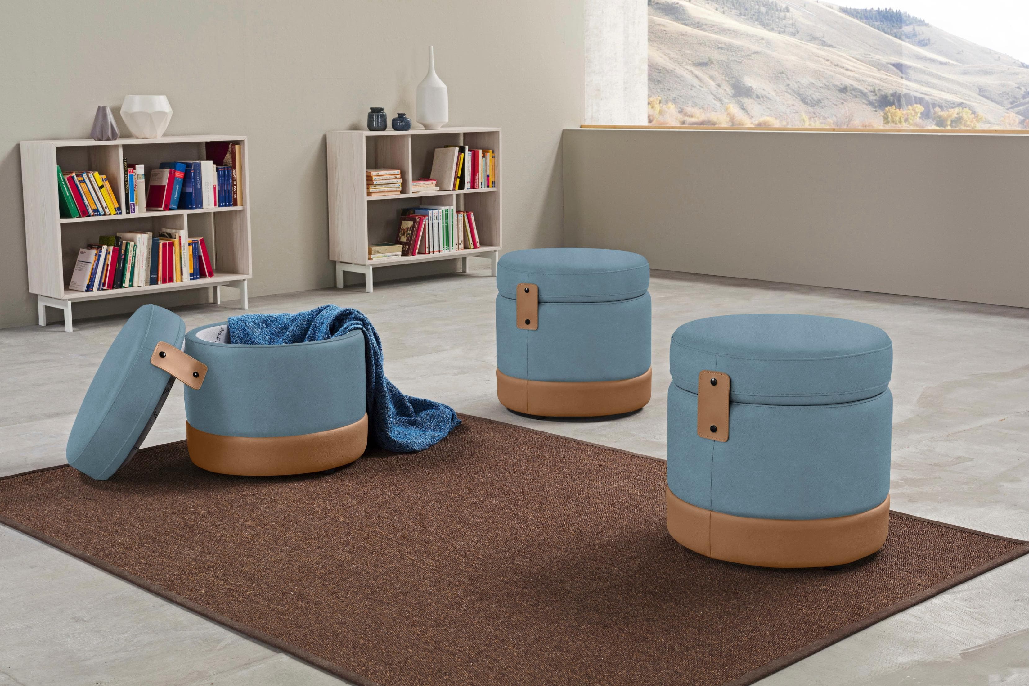 EGOITALIANO Hocker Tonder Hellblau Designhocker Luxuriös