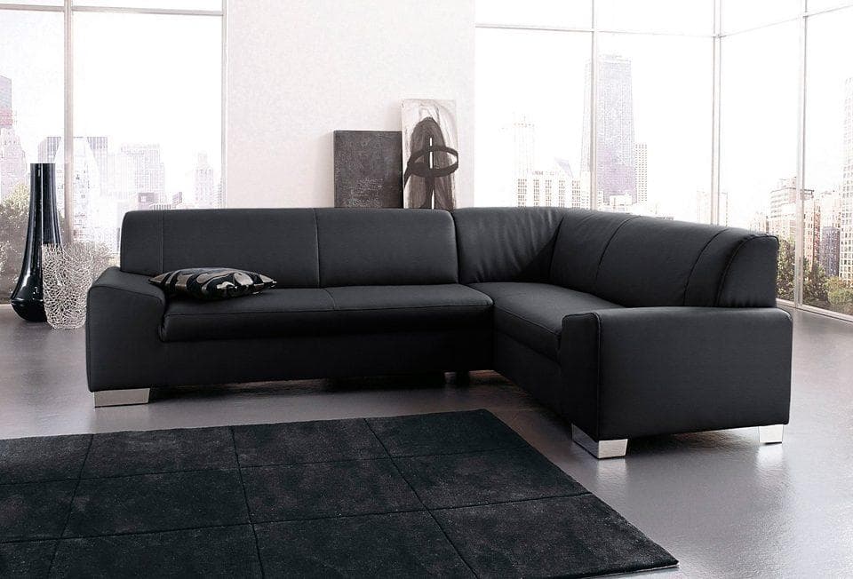 DOMO COLLECTION Ecksofa Alisson Schwarz L-Form Kunstleder