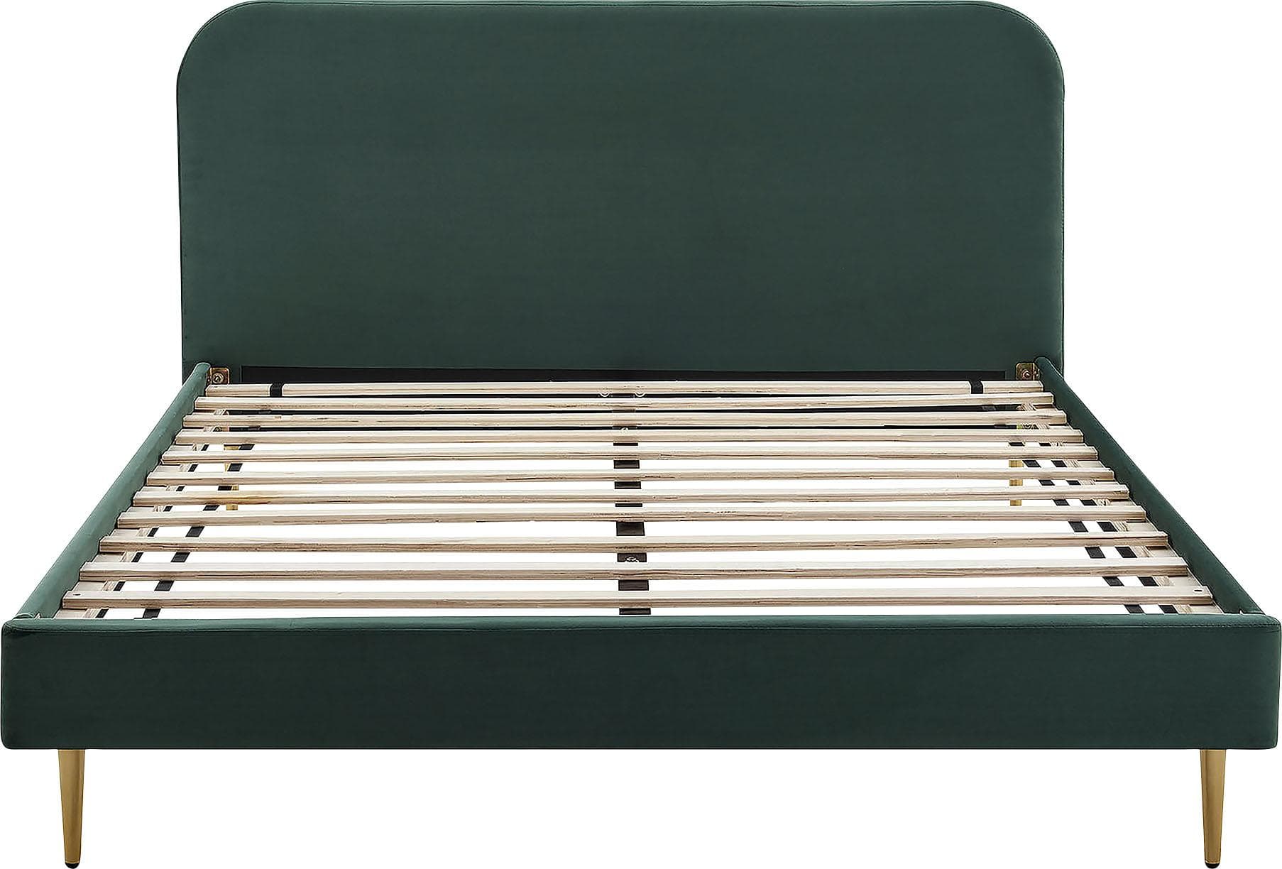 Luxuriöses Polsterbett mit goldenen Chrombeinen