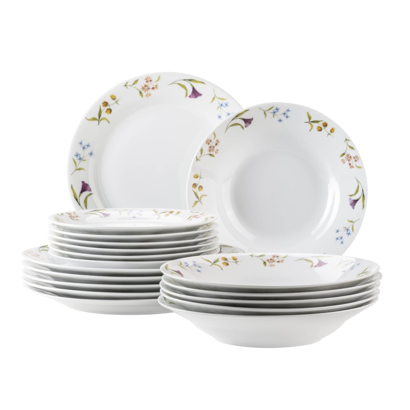 Mäser Teller-Set Zosma Weiß 18-tlg. Blumendekor Porzellan