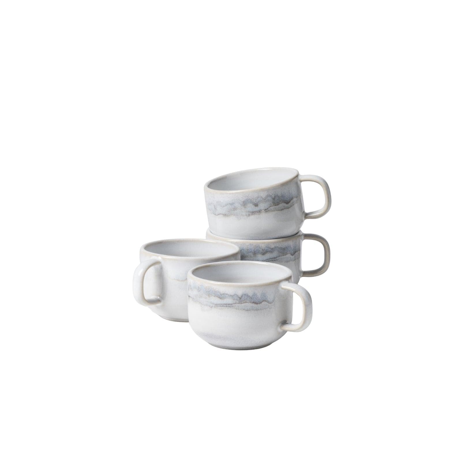 Tasse GIPFELSTÜCK Tiefer See Grau/Weiß Steinzeug 4-teilig