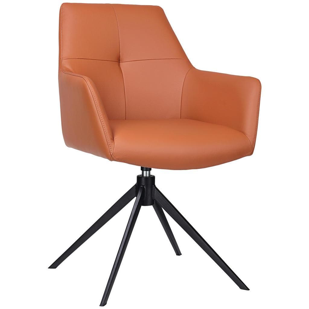 Novel Armlehnstuhl Cognac Schwarz Leder Esszimmerstuhl