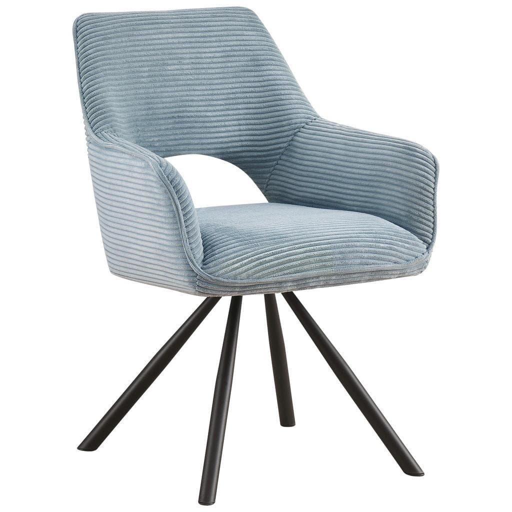 Hom`in Armlehnstuhl Hellblau Metall Textil Drehkreuz 180° drehbar