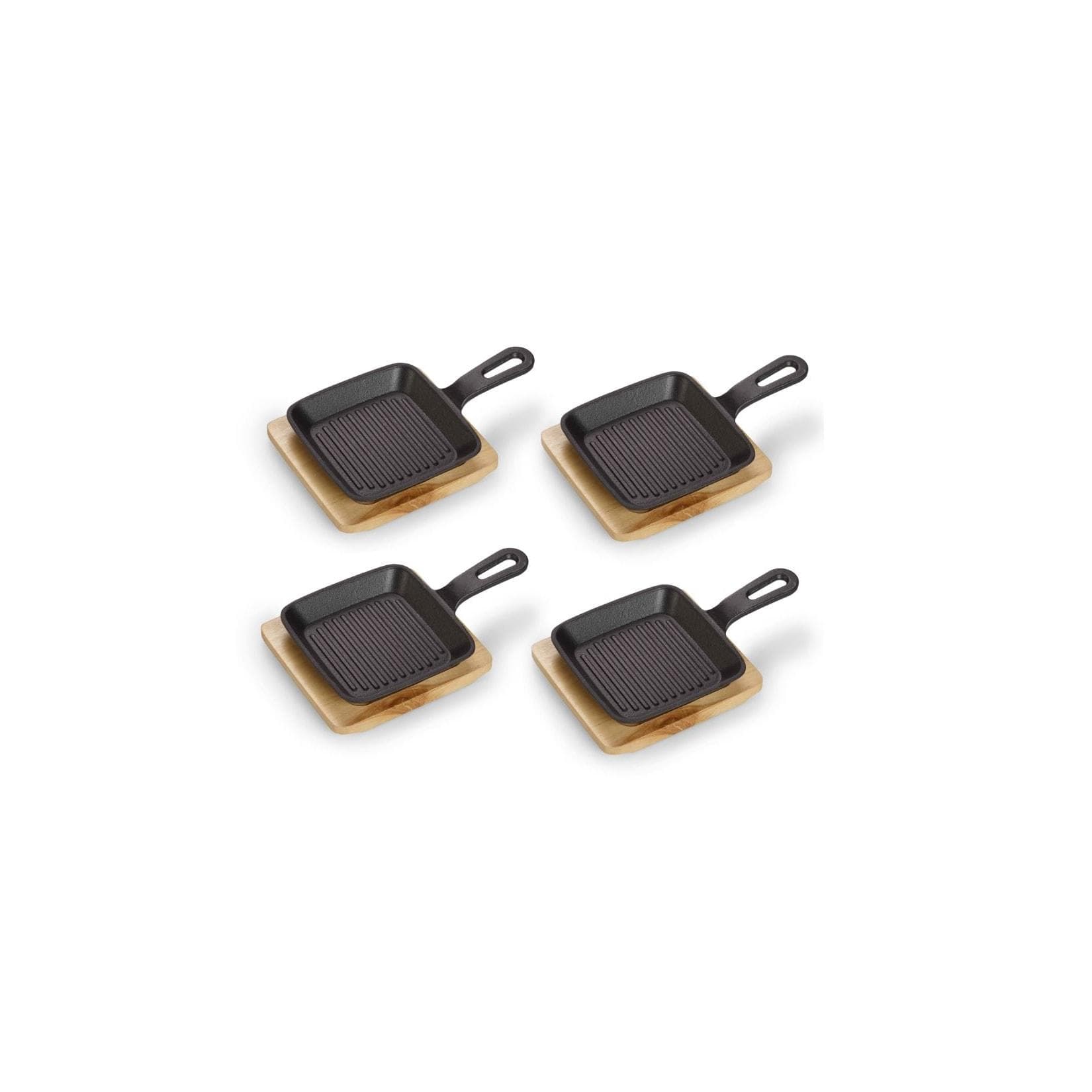 ECHTWERK Quadratische Servierpfanne aus Gusseisen 4-tlg.