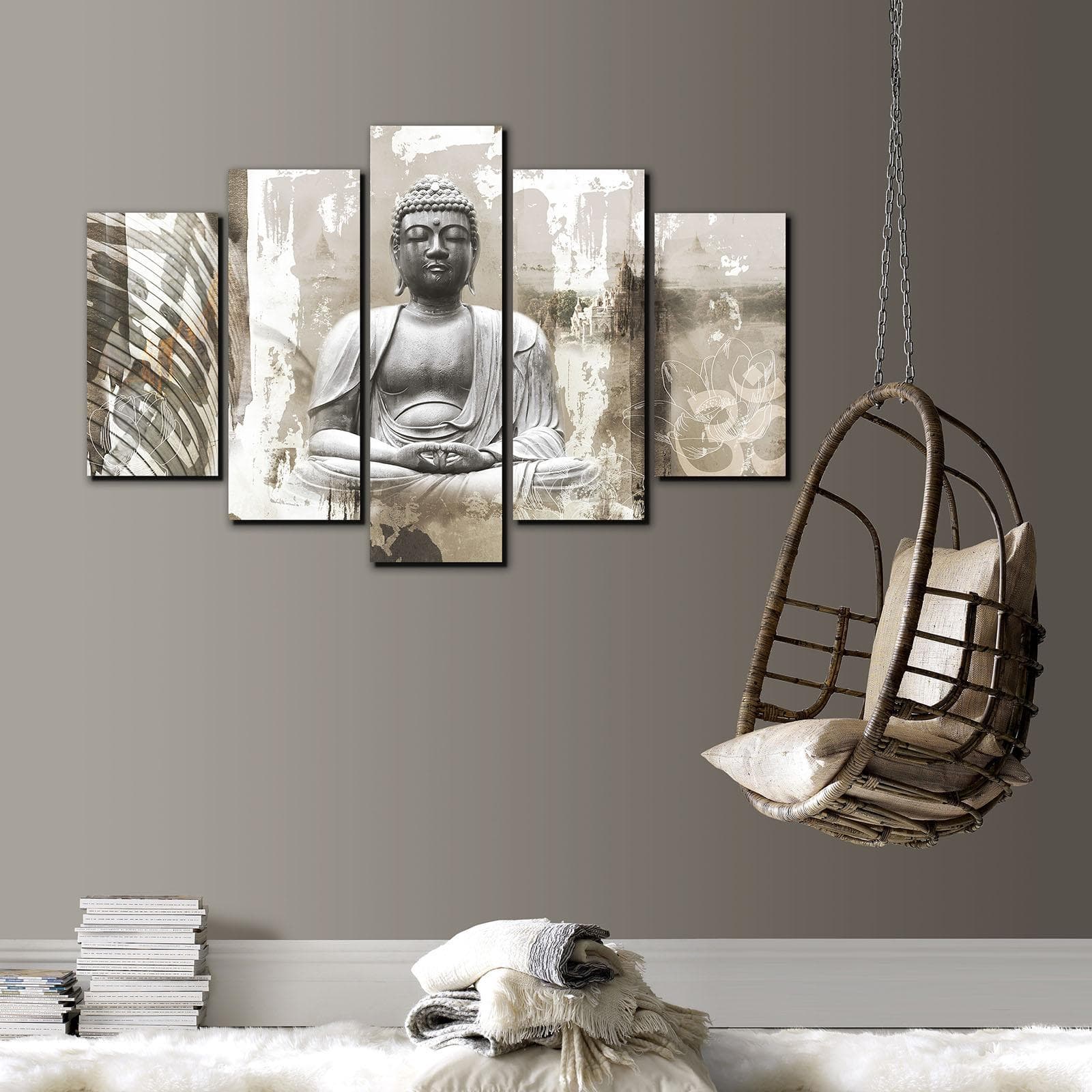 Art for the Home Buddha XXL Leinwandbild-Set, 5-teilig 100x150 cm