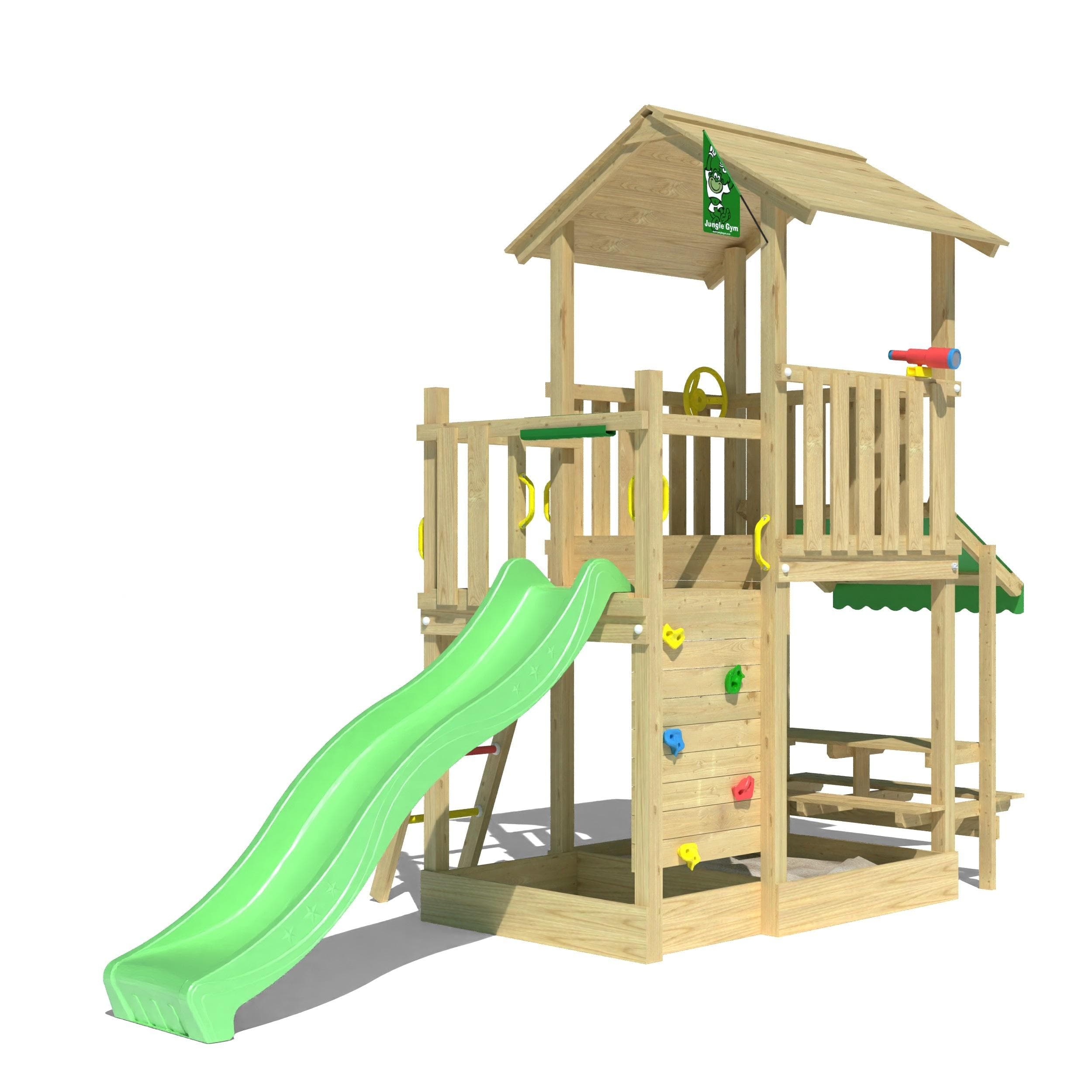 Jungle Gym Keep Spielturm mit Rutsche und Mini-Markt