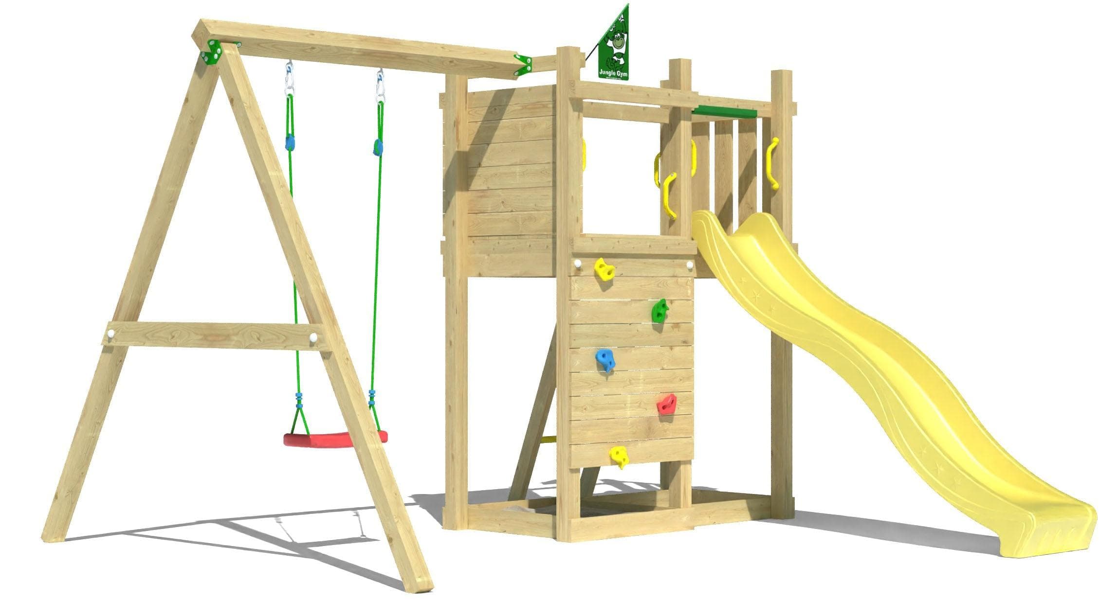 Jungle Gym Spielturm Deck gelb mit Rutsche und Schaukel