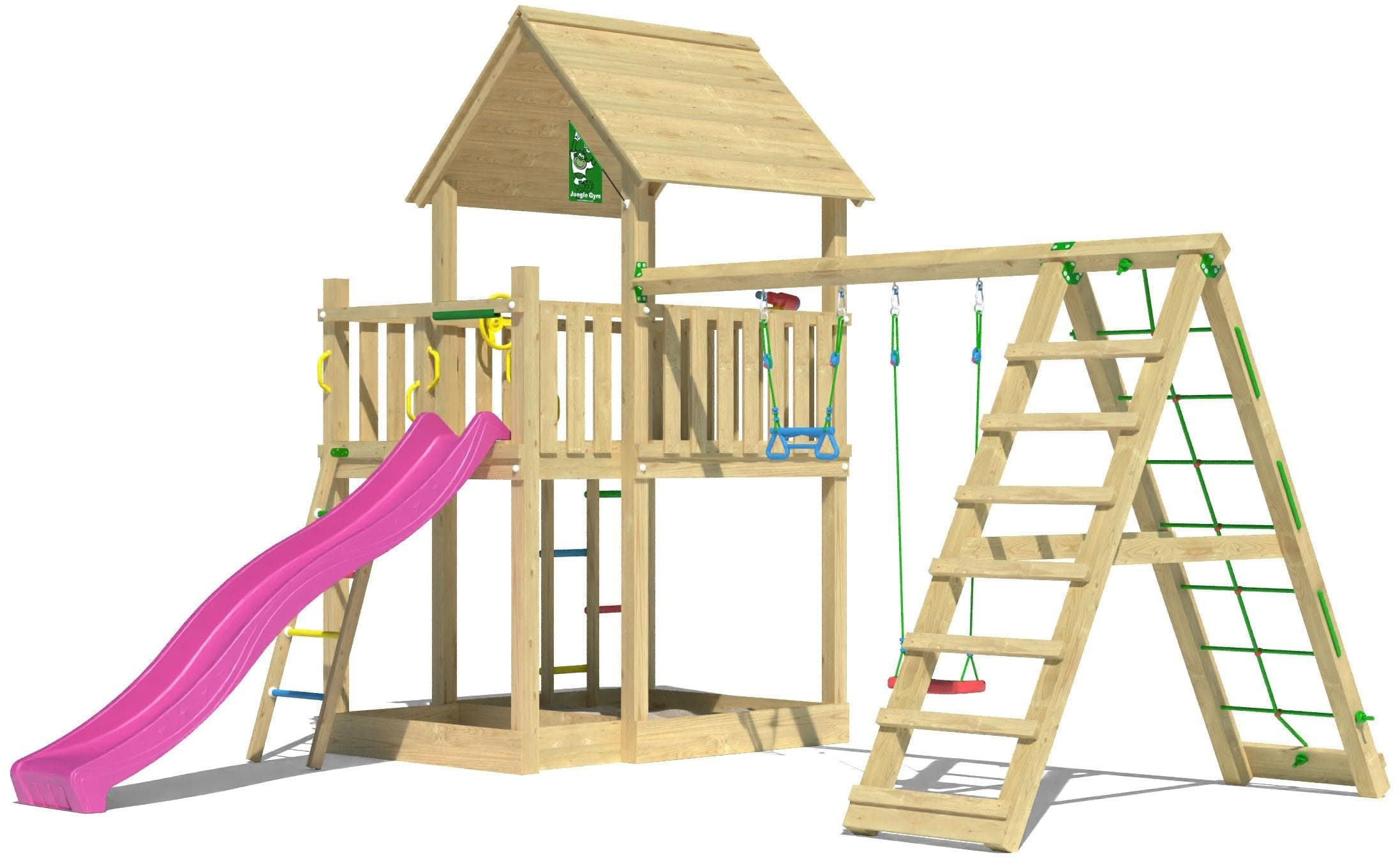 Jungle Gym Majesty Spielturm pink mit Schaukel und Rutsche