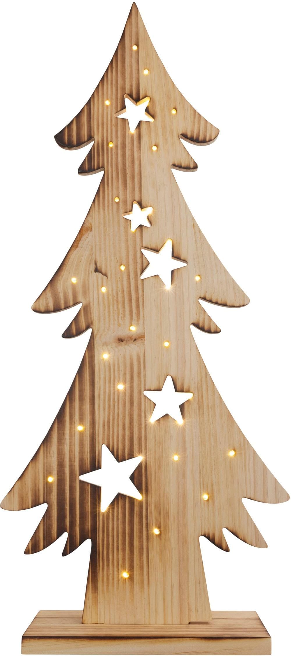 Näve LED Baum Tannenbaum Weihnachtsdeko Holz 80 cm Batteriebetrieben