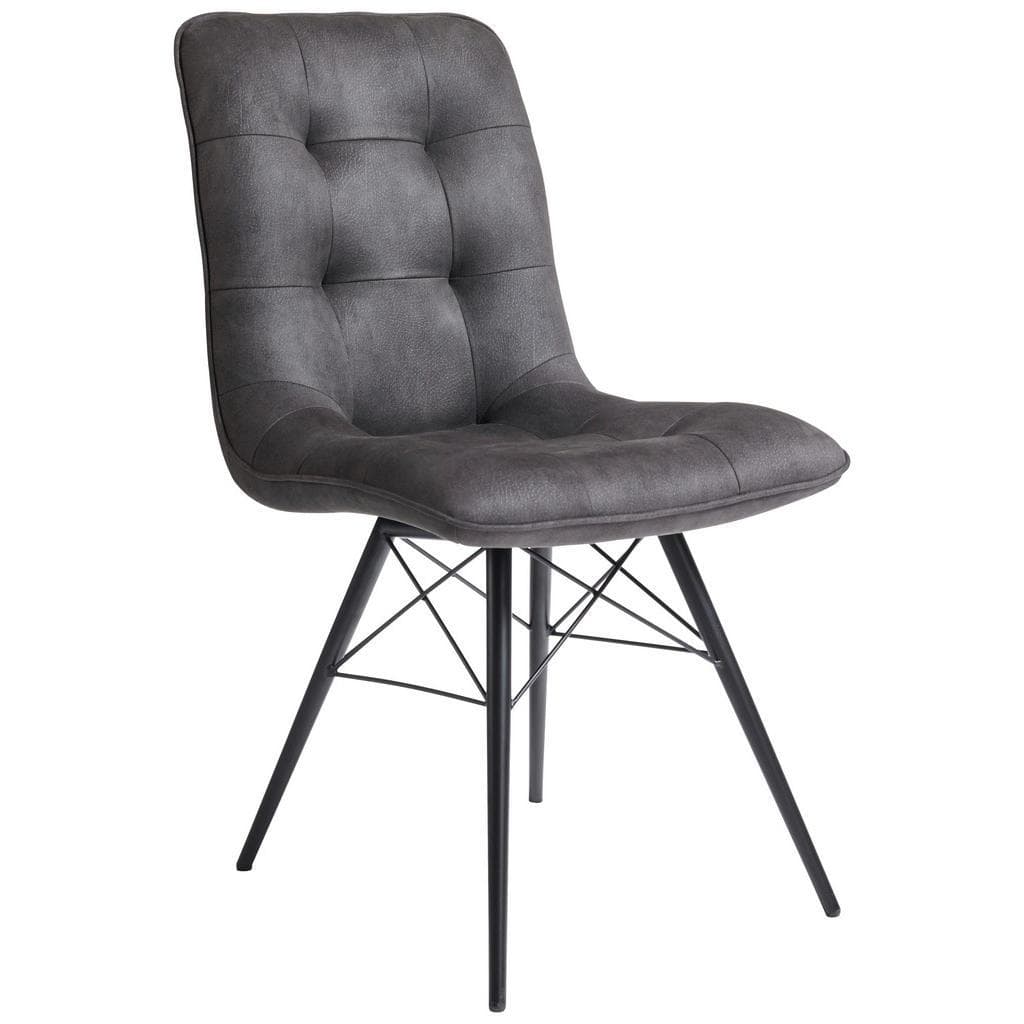 Hom`in Stuhl Dunkelgrau Mikrofaser Rundrohr