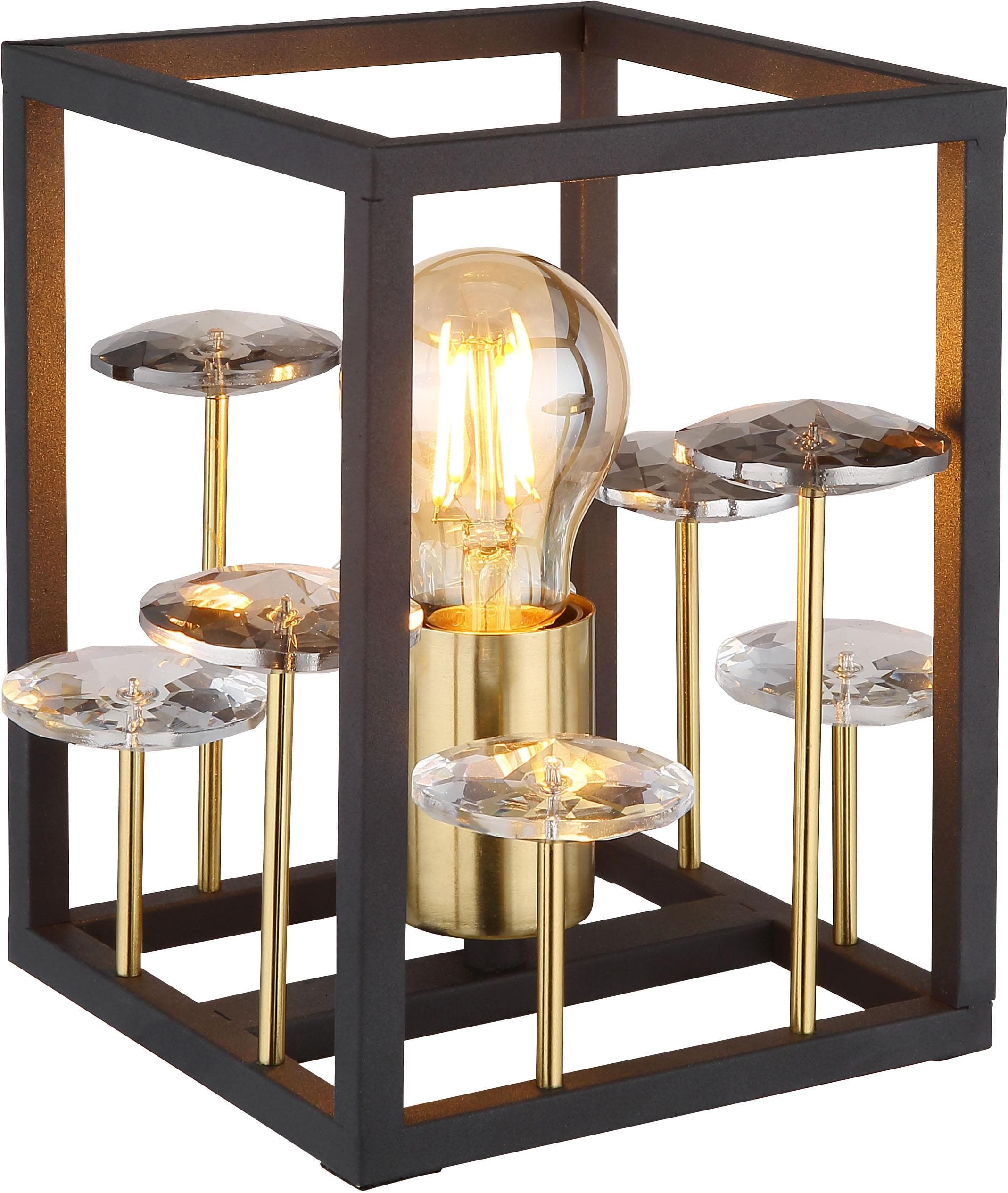GLOBO LIGHTING Tischleuchte LISBON Schwarz Metall Kristalle Vintage