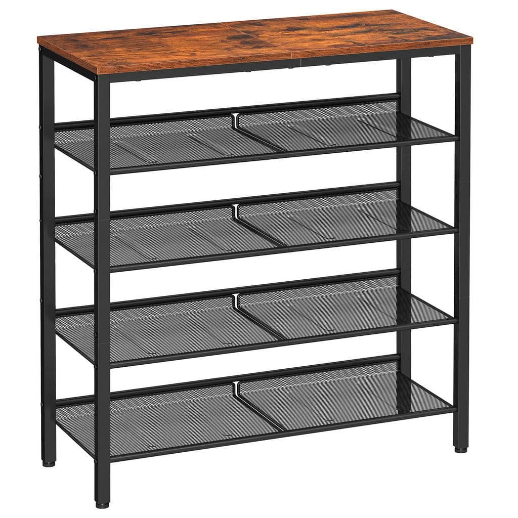 Boxxx Schuhregal Vasagle Braun Schwarz Metall Holzwerkstoff Vintage