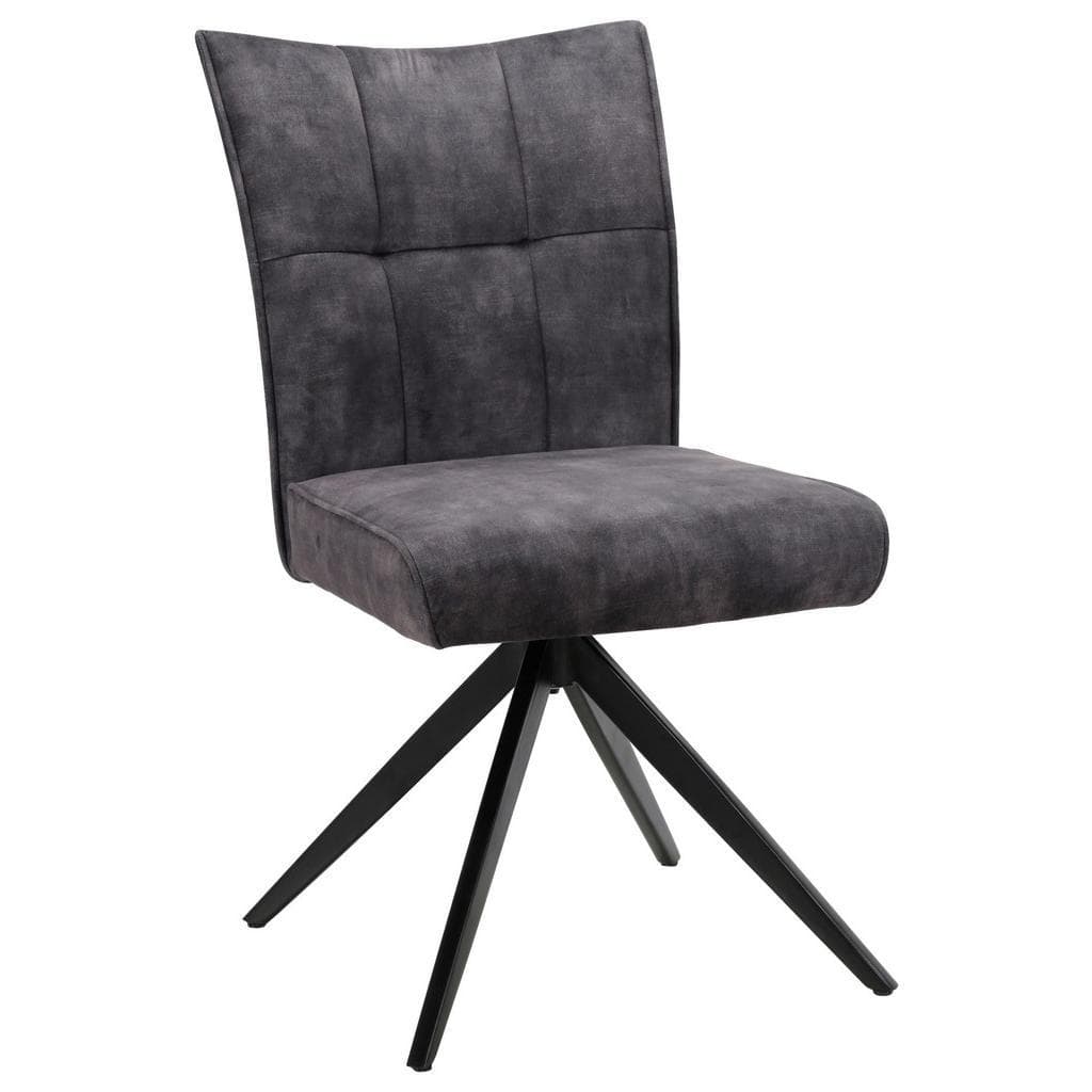 Hom`in Esszimmerstuhl Schwarz/Dunkelgrau Metall Textil Drehkreuz