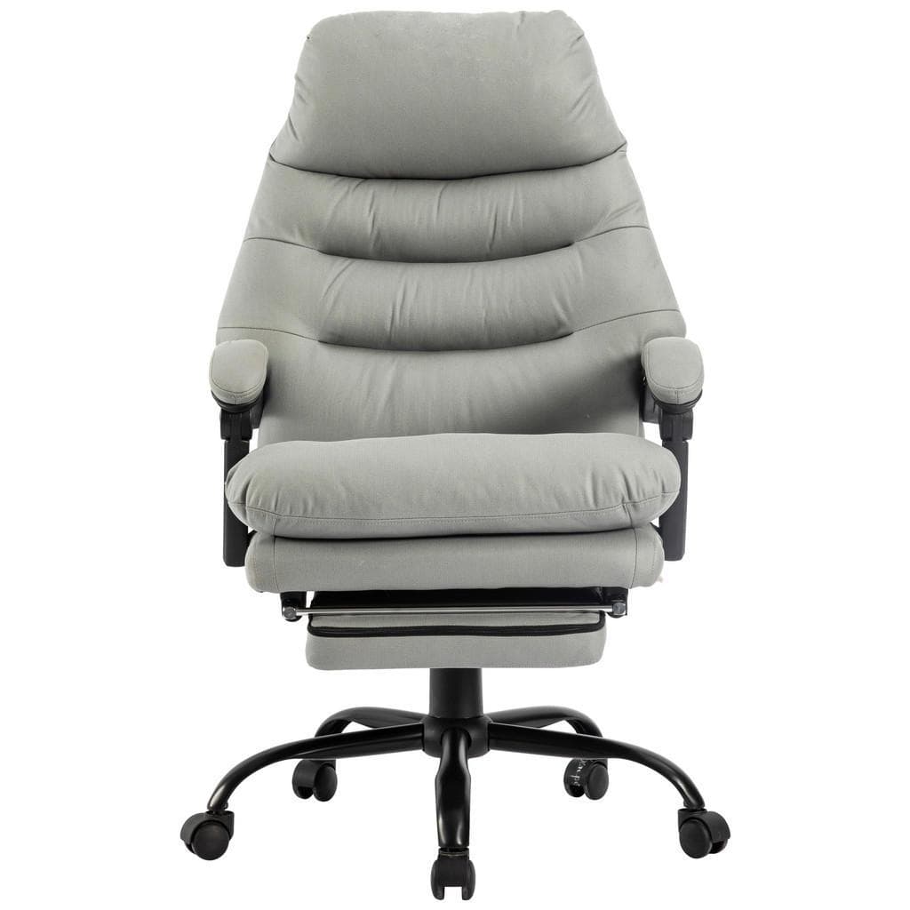 Mid.you Chefsessel Fußstütze Grau Schwarz Metall Kunststoff Textil Drehkreuz 64x114-122x72 cm Wippfunktion 360° drehbar Arbeitszimmer Bürostühle Drehstühle