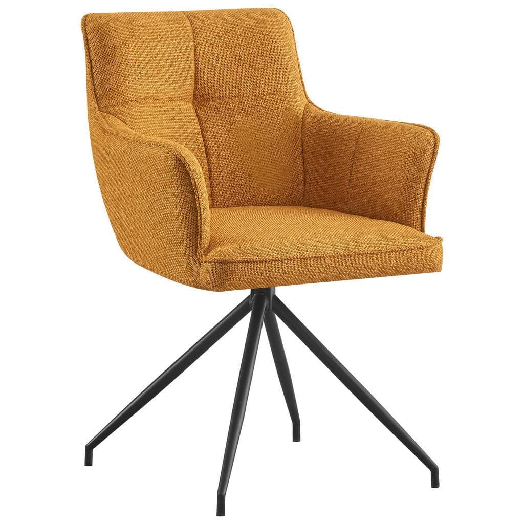 Novel Armlehnstuhl Schwarz Currygelb Metall Textil Drehkreuz