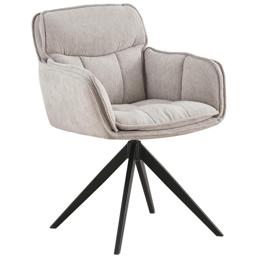 Hom`in Armlehnstuhl Schwarz Beige Metall Textil 360° Drehbar