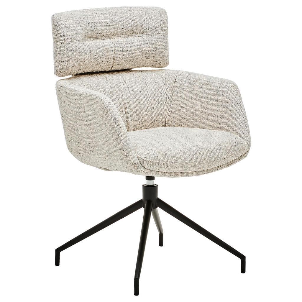 Dieter Knoll Armlehnstuhl Beige Metall Textil Drehkreuz Esszimmerstuhl