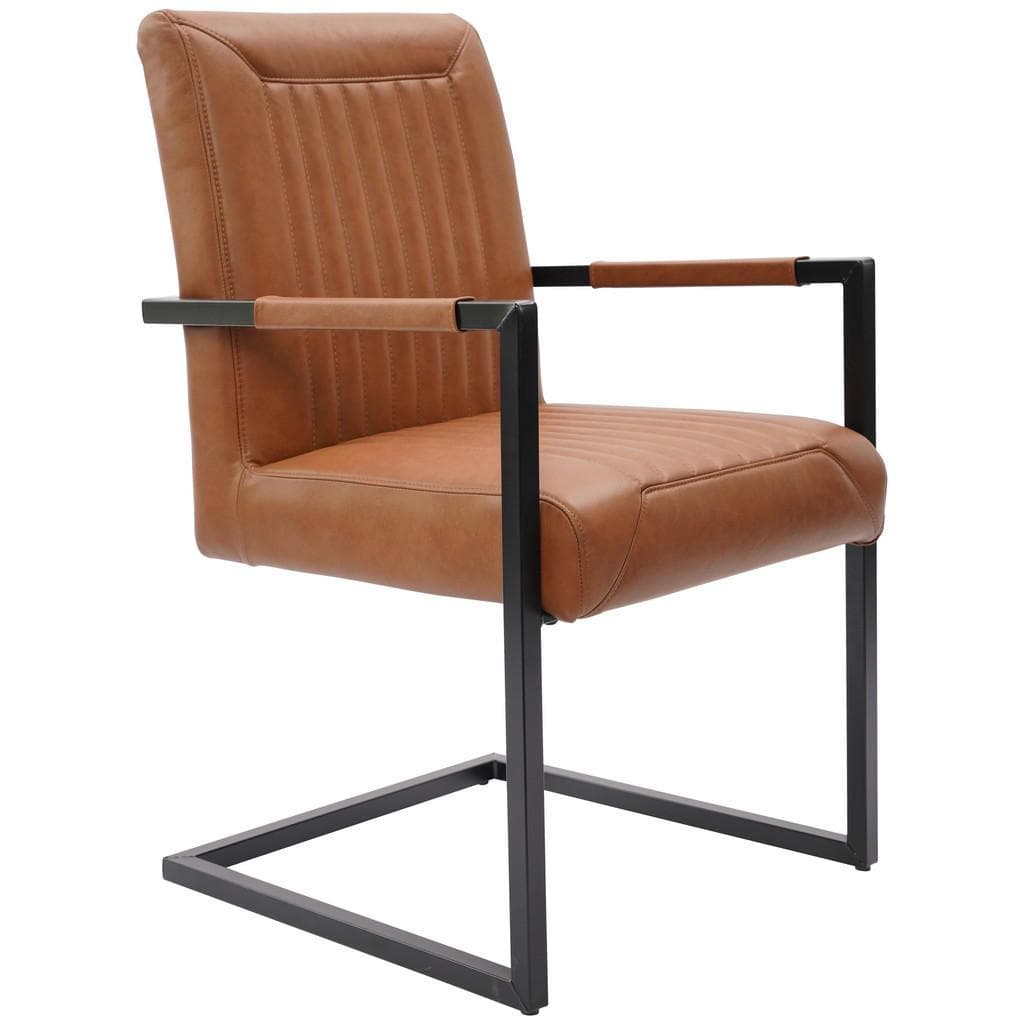 Ambia Home Armlehnstuhl Schwarz Büffelleder Esszimmerstuhl