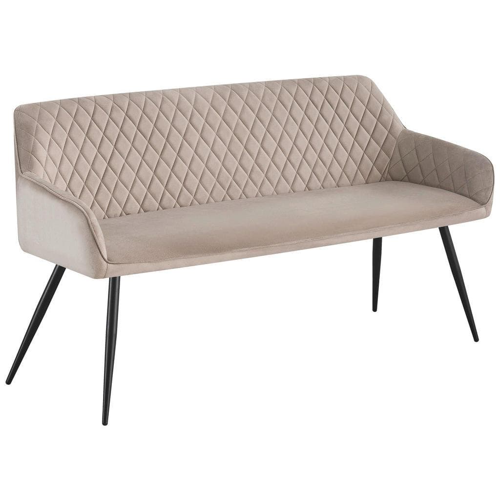Novel Sitzbank 3-Sitzer Taupe Schwarz Metall Textil