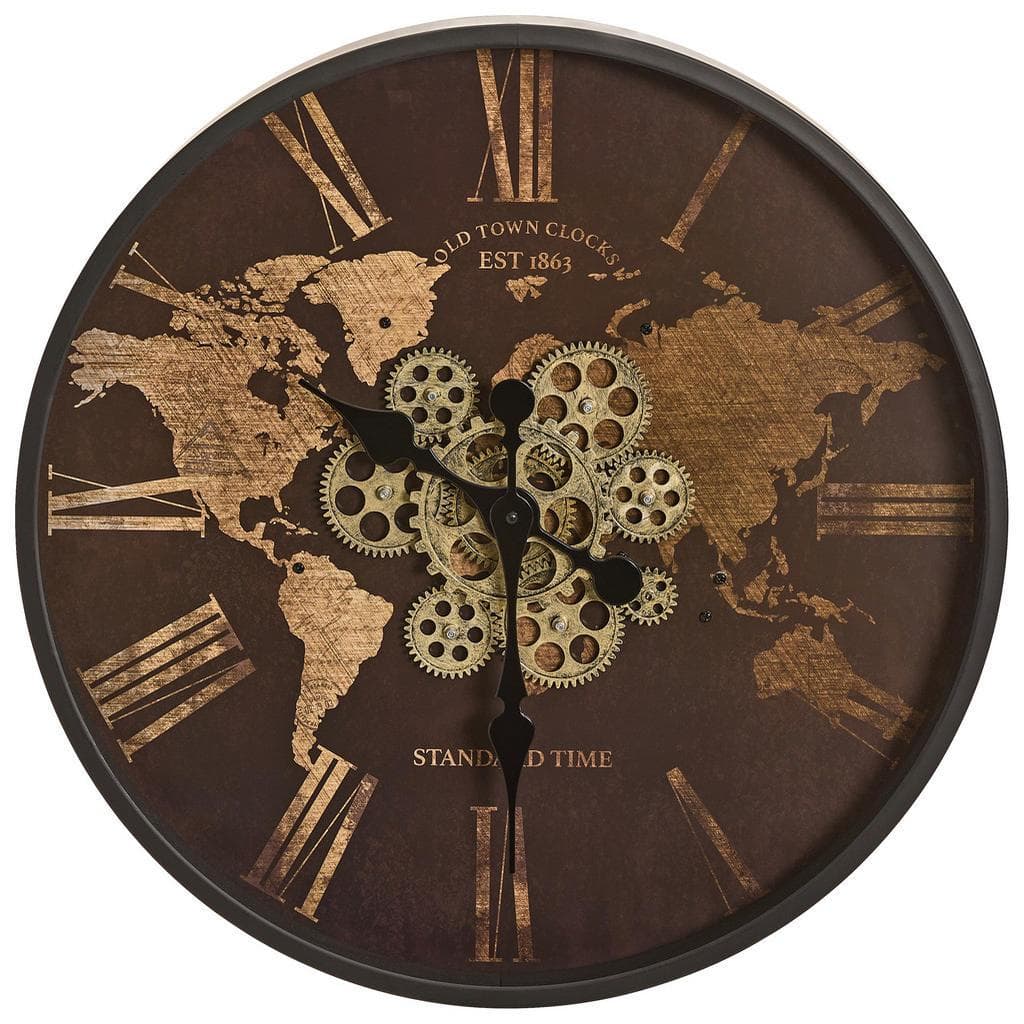 Xora Wanduhr Braun Schwarz Metall Glas Holzwerkstoff 57x57x6 cm Dekoration Uhren Wanduhren