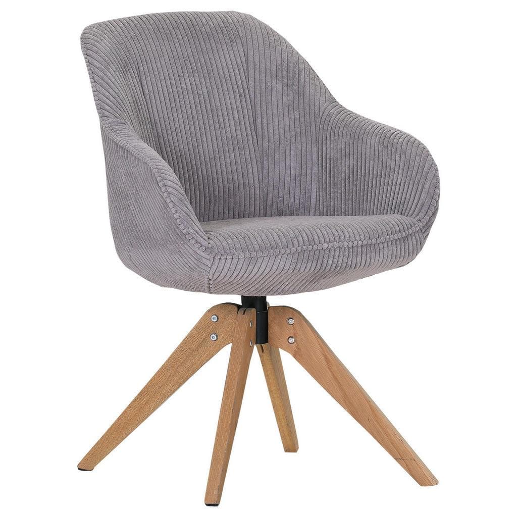 home24 Armlehnstuhl Hellgrau Eiche Massiv 360° Drehbar