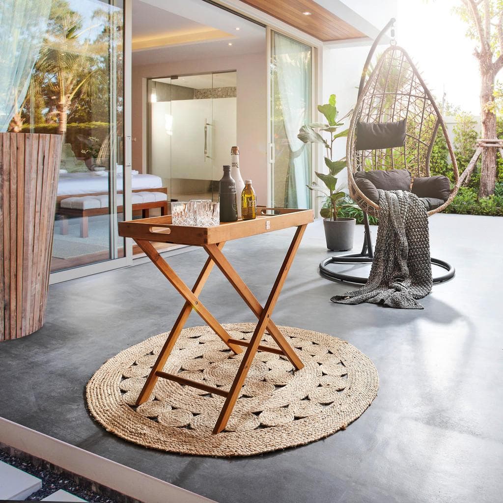 Ambia Garden Gartenbeistelltisch Akazie Vollmassiv Klappbar