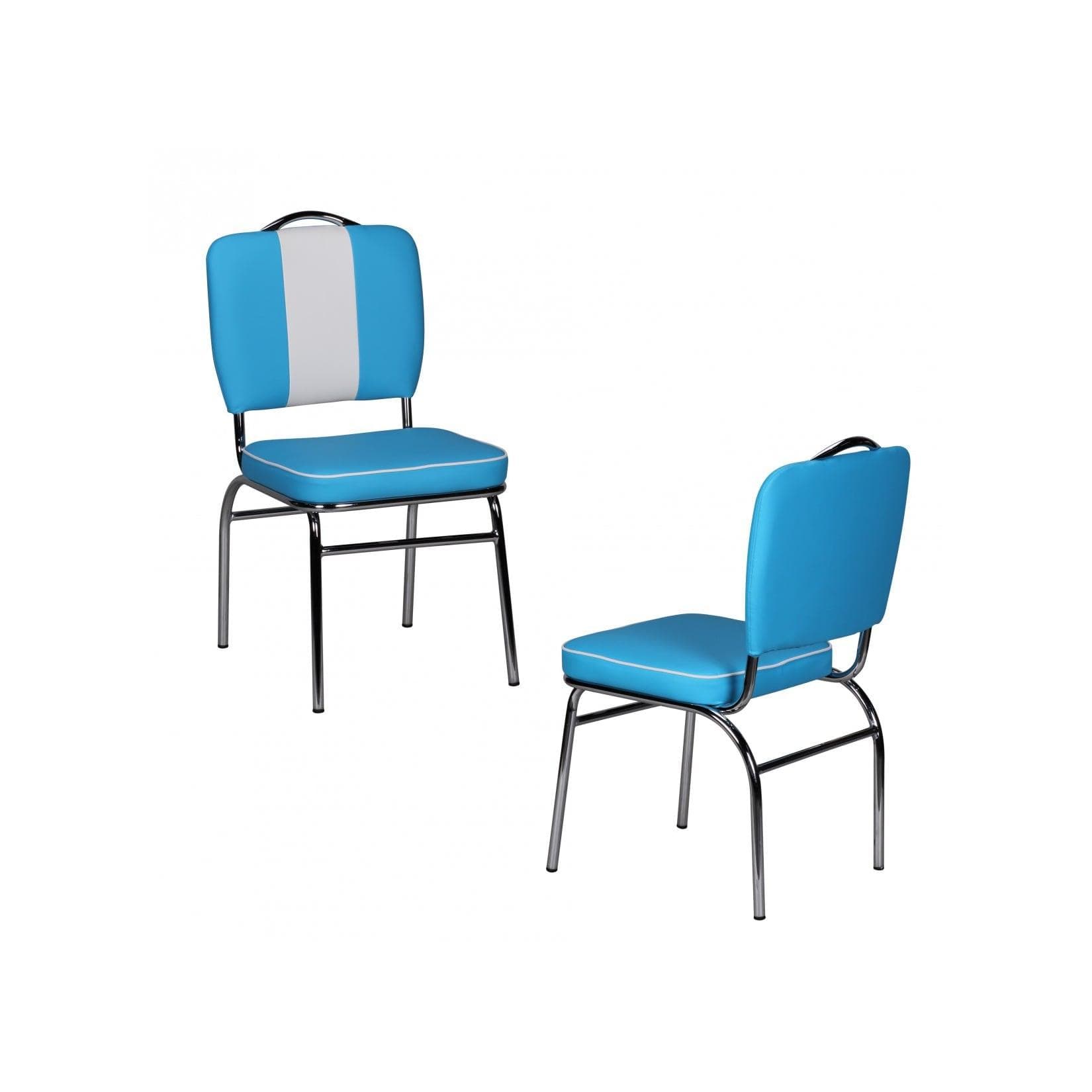 Wohnling Esszimmerstuhl American Diner Retro Blau Weiß Kunstleder