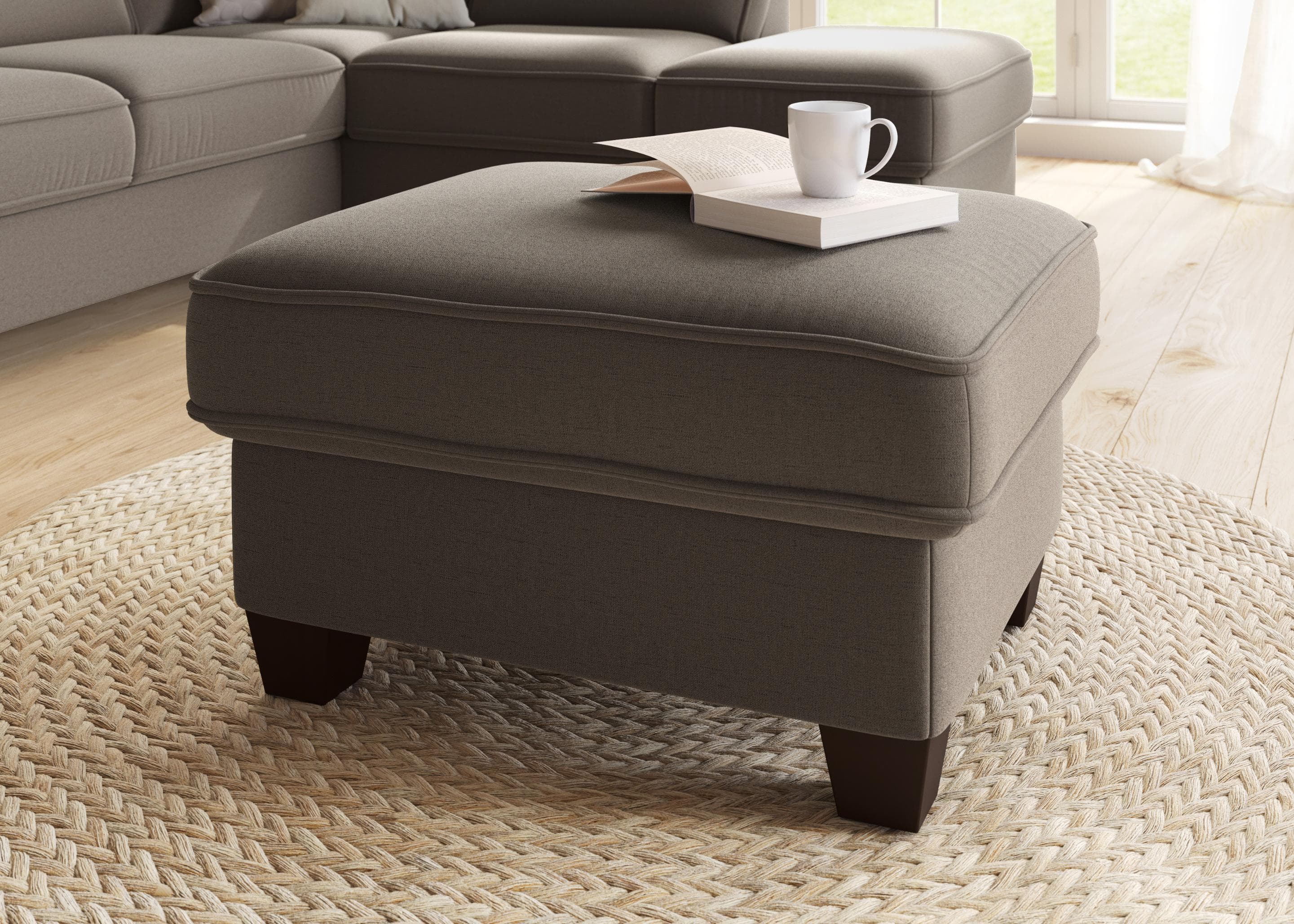Hocker HOME AFFAIRE County Beige Stauraum Microfaser