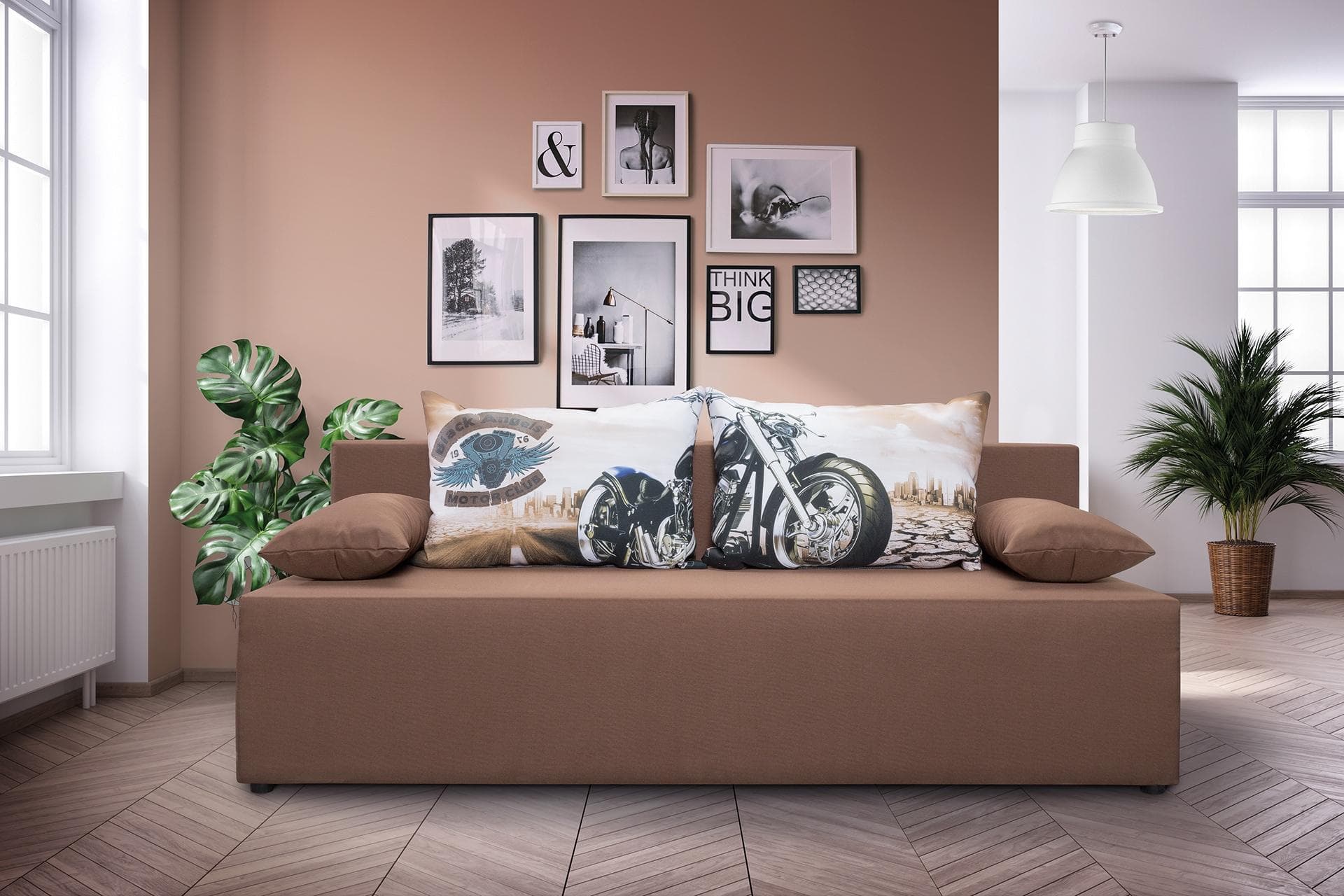 EXXPO 3-Sitzer Schlafsofa Tabou Motorrad Braun