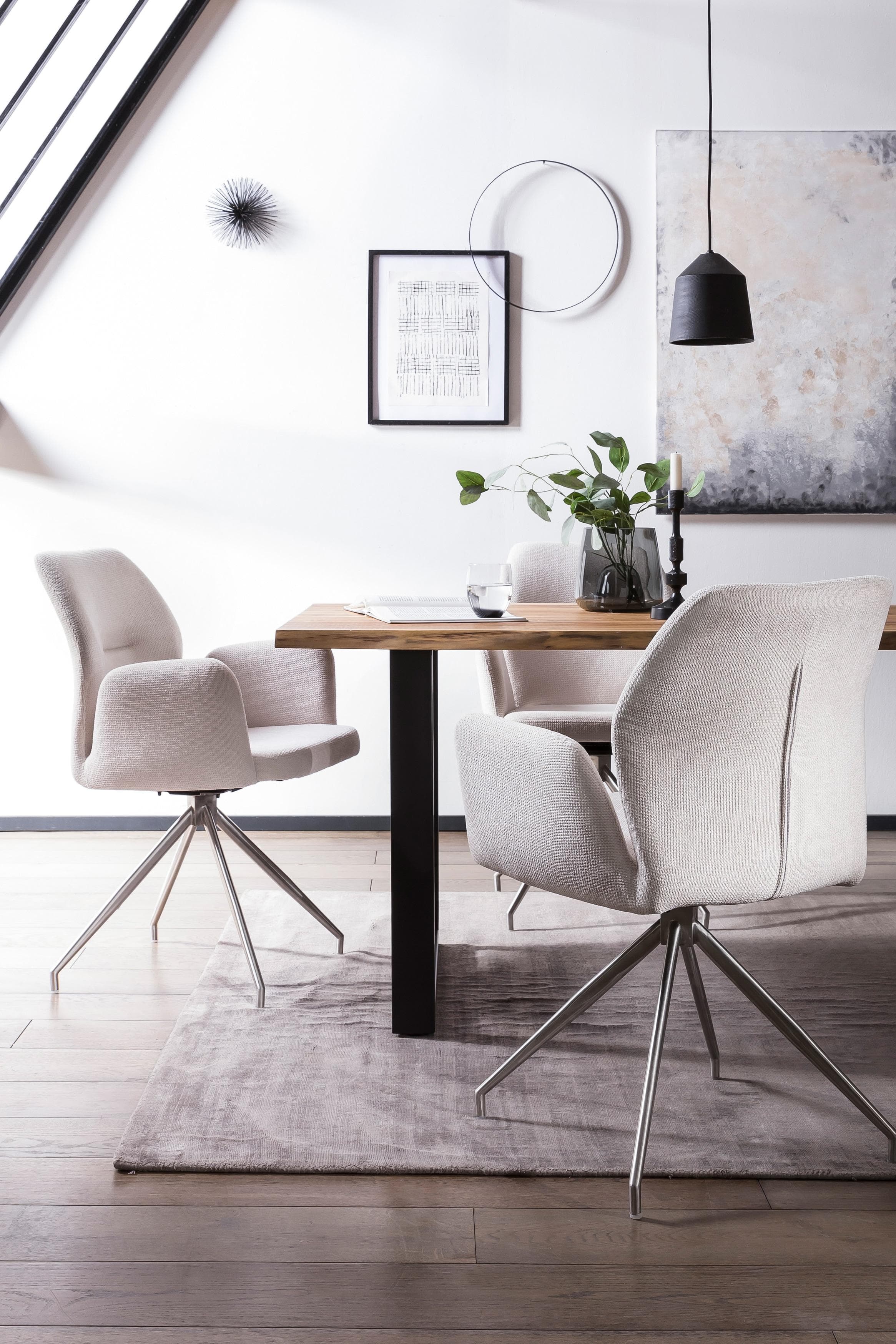 Salesfever Essgruppe Stilvolle Sitzgruppe Grau/Nussbaum mit Drehfunktion