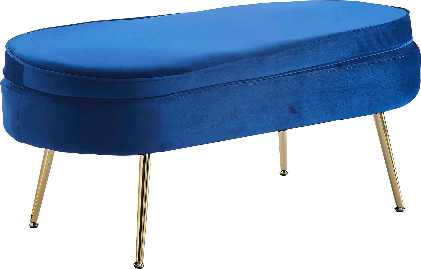 Salesfever Polsterhocker Clam Oval Dunkelblau Samt