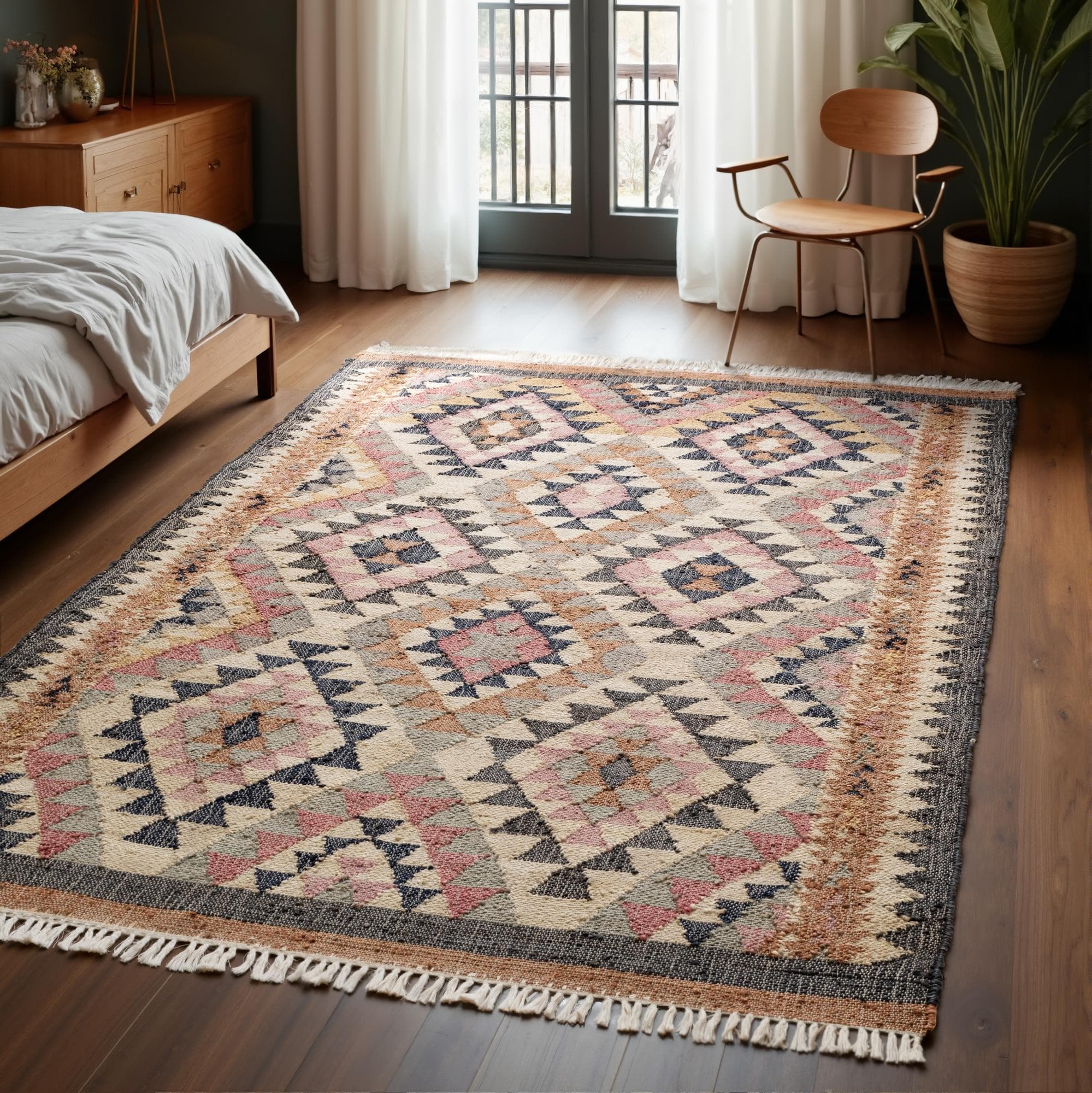 ELLE DECORATION Kelim Parsa Teppich Creme Multifarben