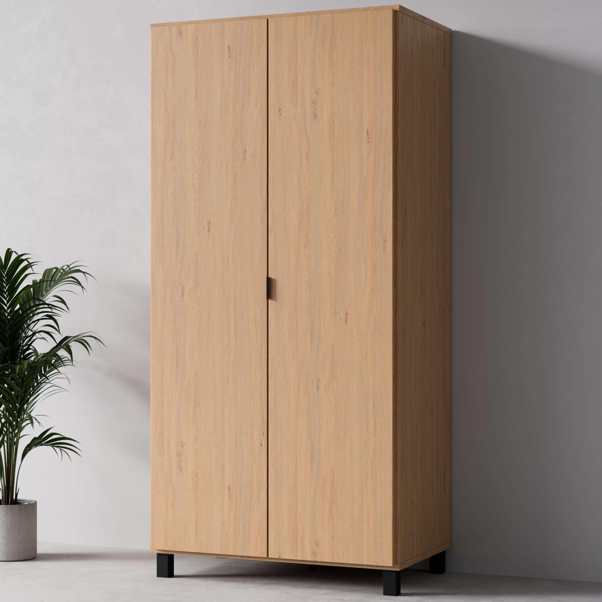 Kleiderschrank VOX SIMPLE Wäscheschrank 5 Einlegeböden 2 Kleiderstangen Eiche