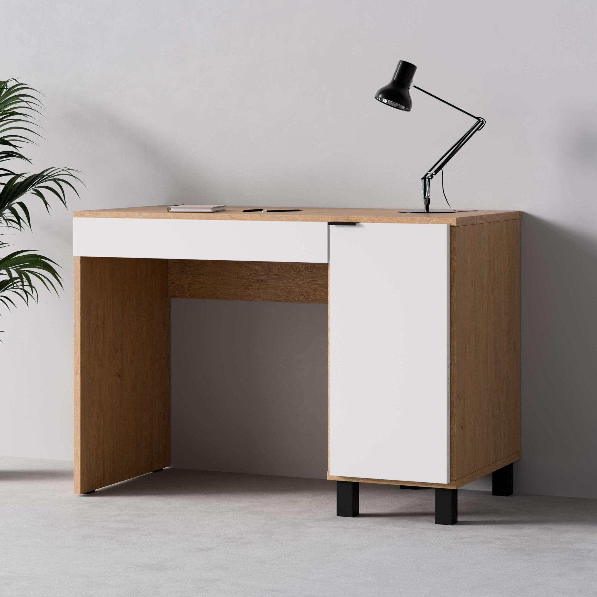 Schreibtisch VOX SIMPLE Computertisch mit Stauraum, Eiche/Weiß