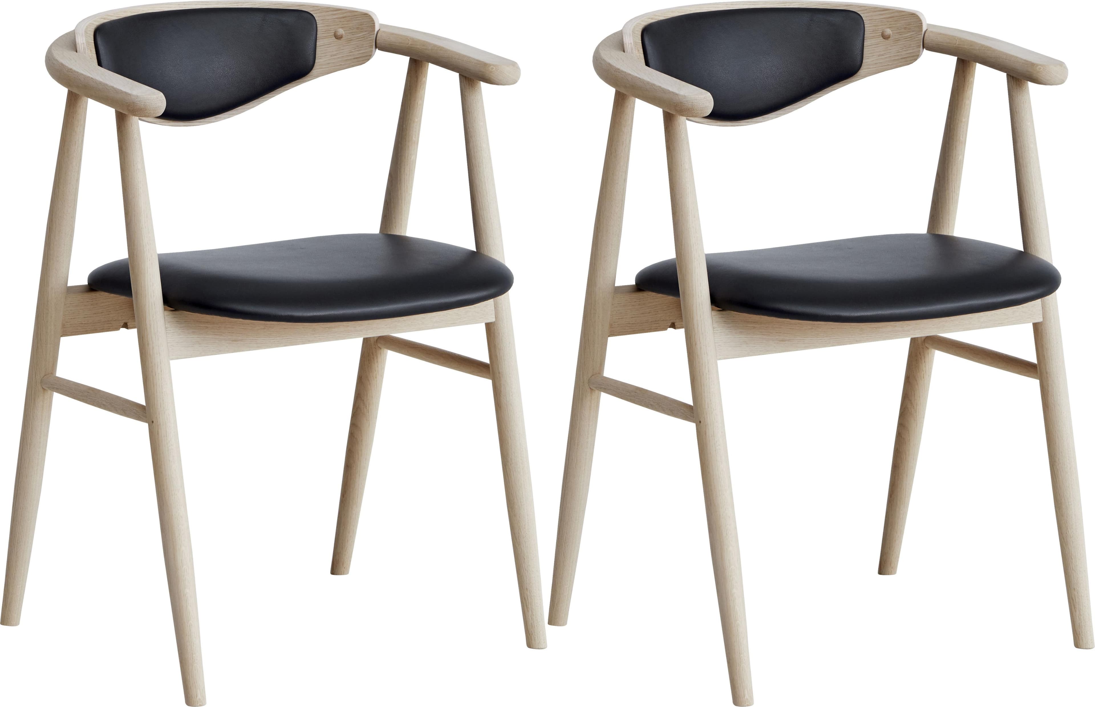 Massivholzstuhl Set mit Lederpolsterung (2 Stück)