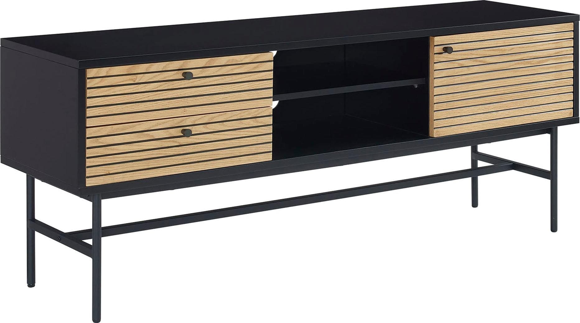 Salesfever Lowboard Torsby Schwarz/Eiche Natur mit Kabeldurchführung