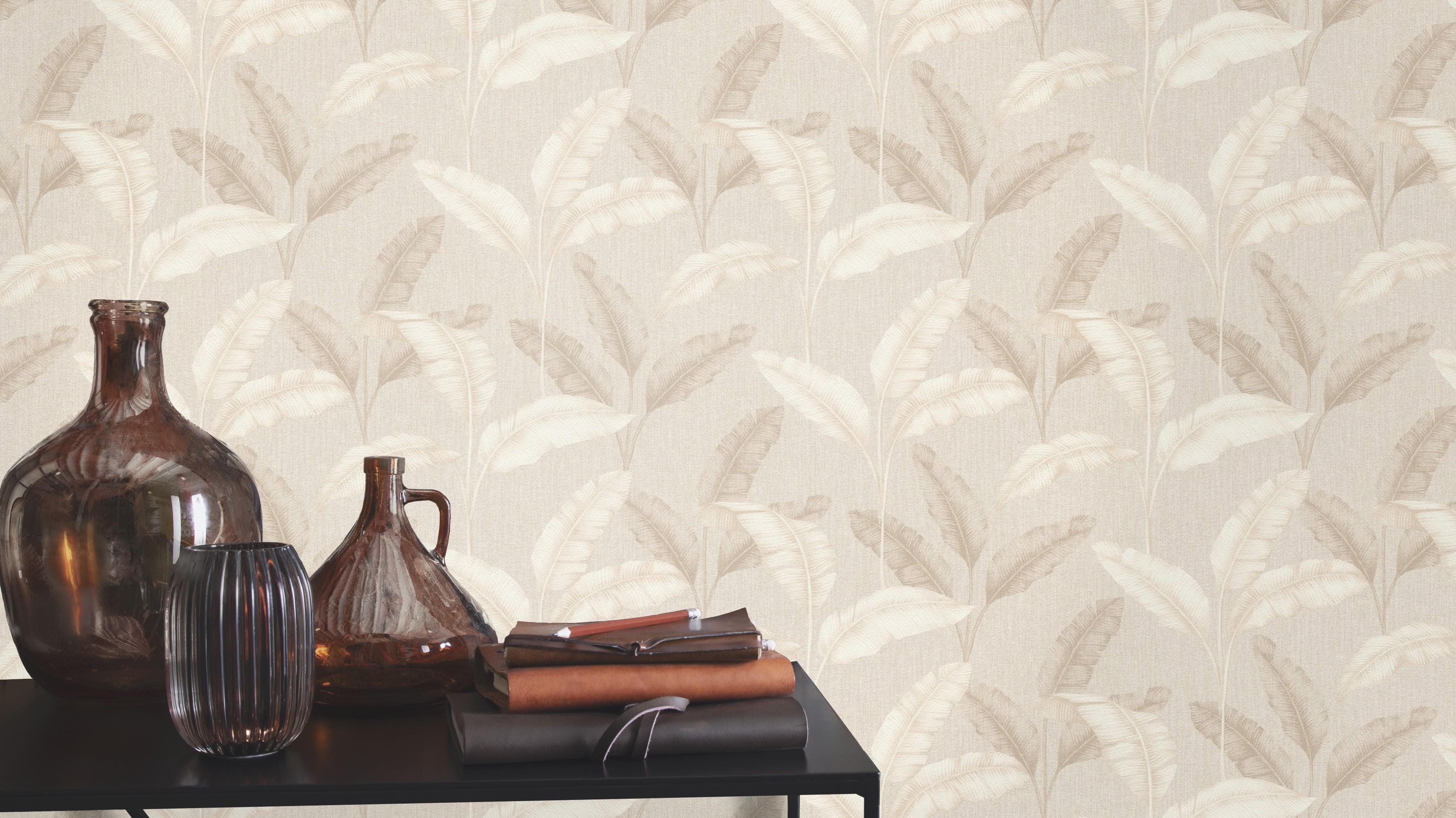 RASCH Tapete mit Palmenblättern in Beige 53m x 10,05m