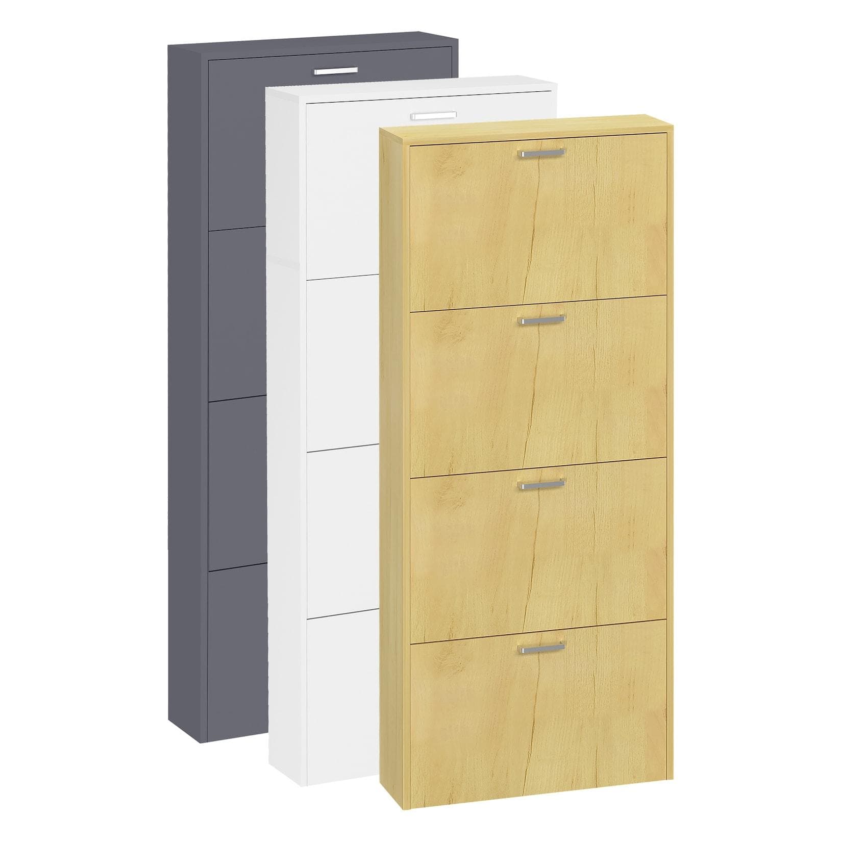 VCM Schuhschrank Holz Kipper 4 Fächer