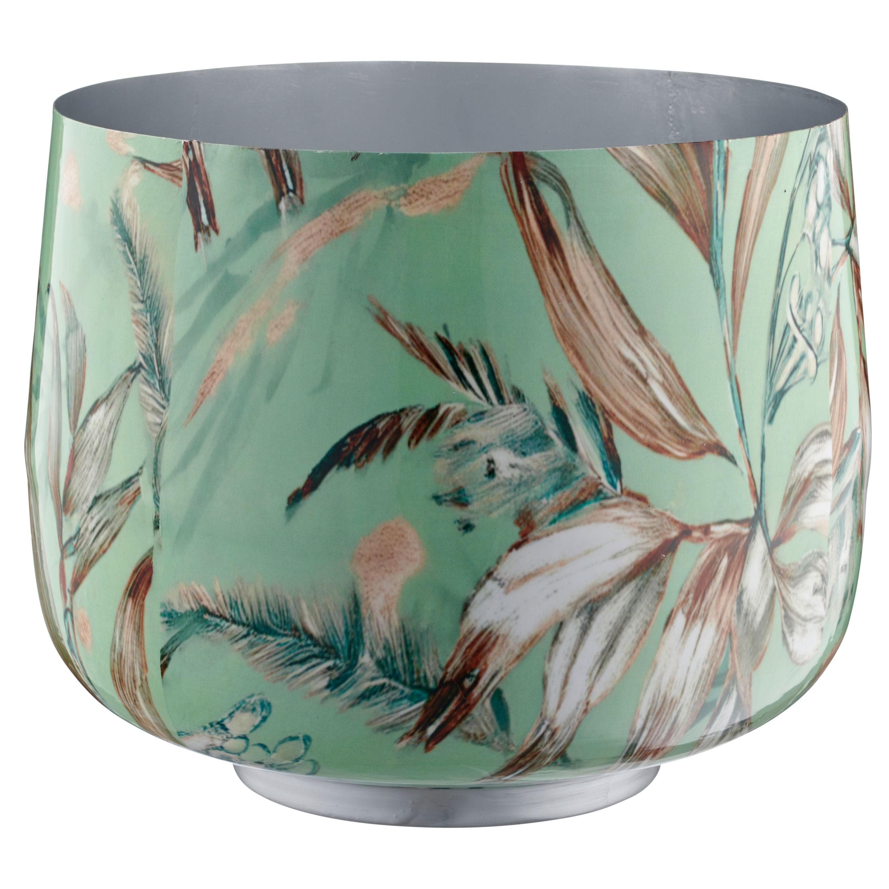 Übertopf INSTYLE Metall Grün mit Print Gasper