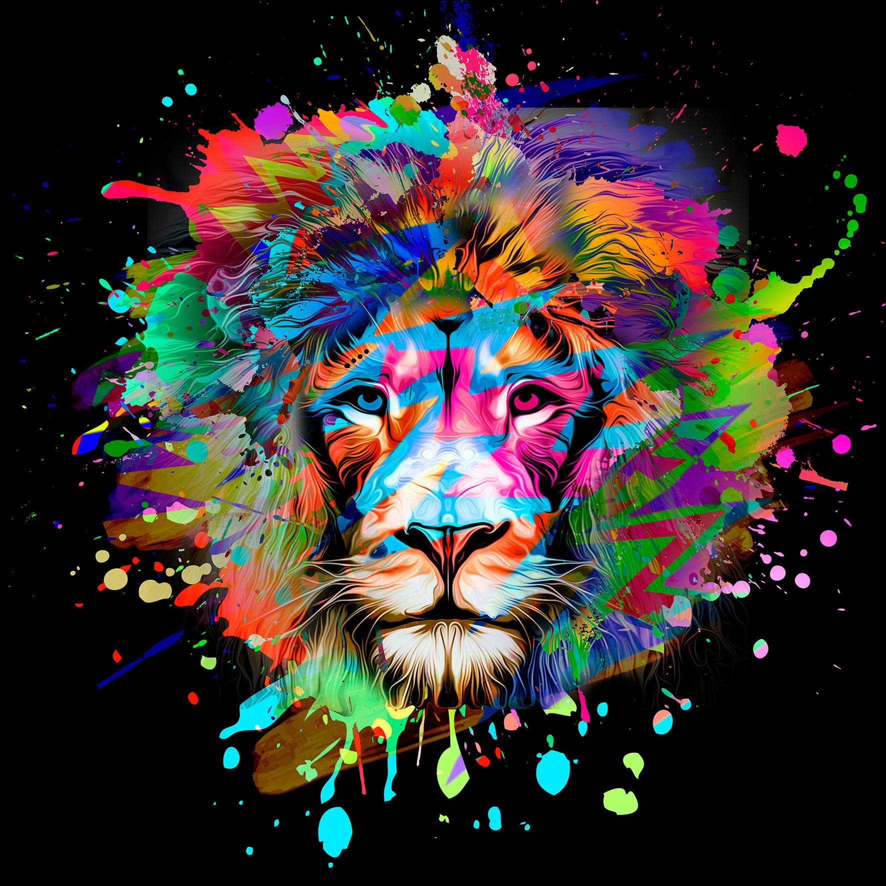 Glasbild COLORFUL LION HEAD III Mehrfarbig Pro Art
