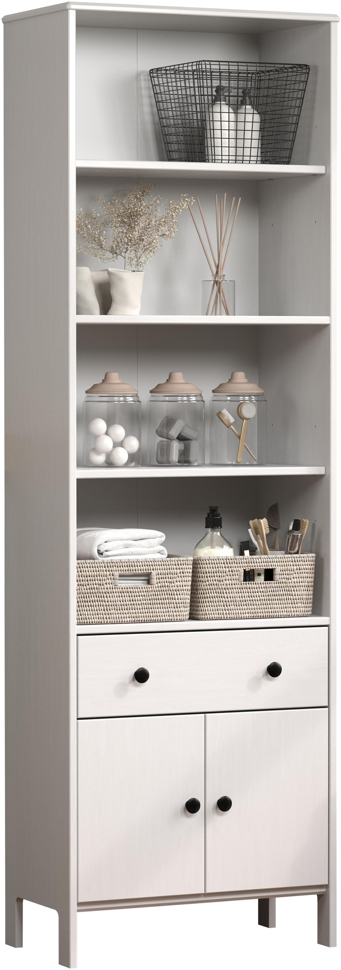 Hochschrank WELLTIME "Kall" Weiß Massivholz
