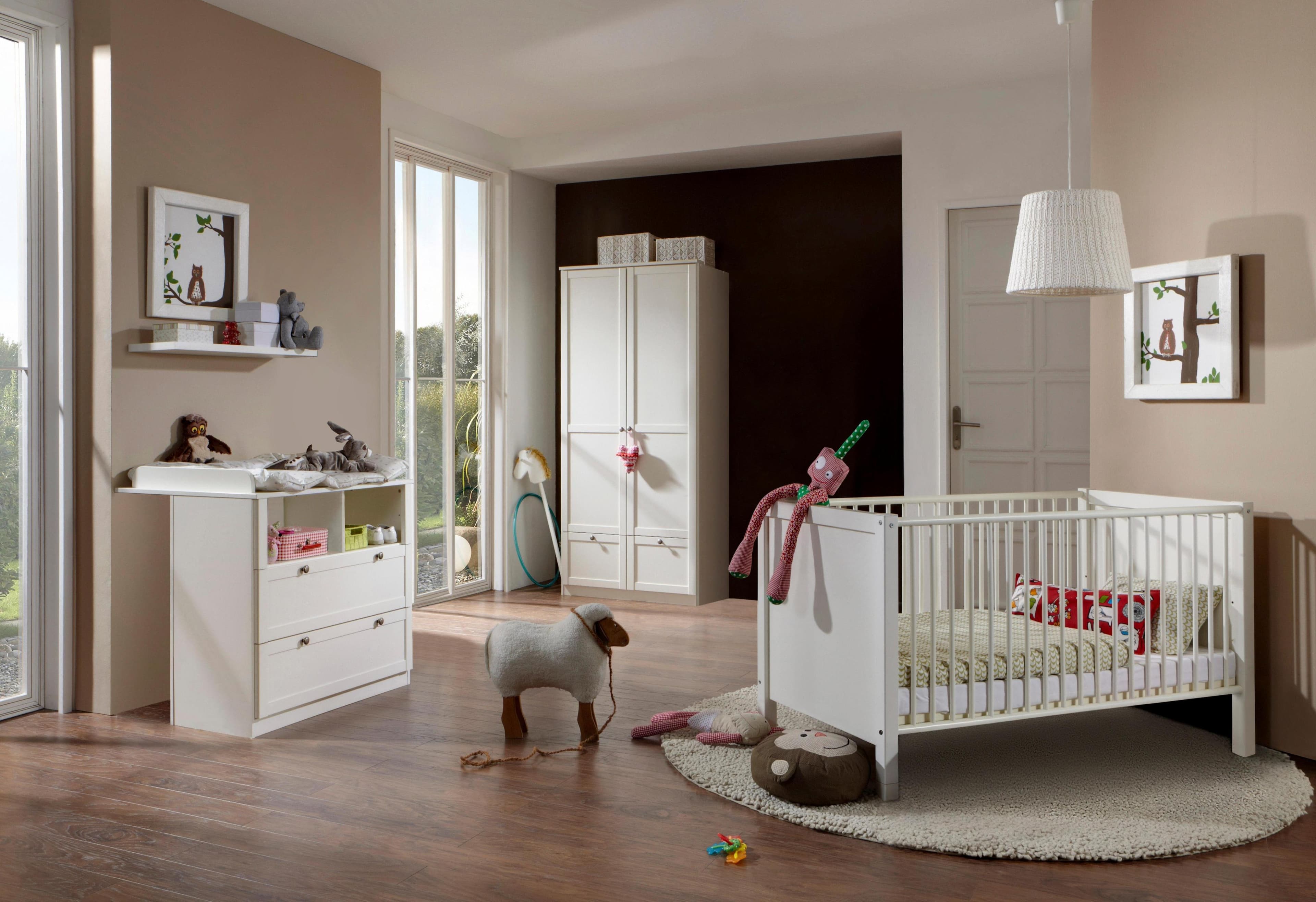 3-teiliges Babyzimmer Komplettset mit Bett, Wickelkommode & Kleiderschrank